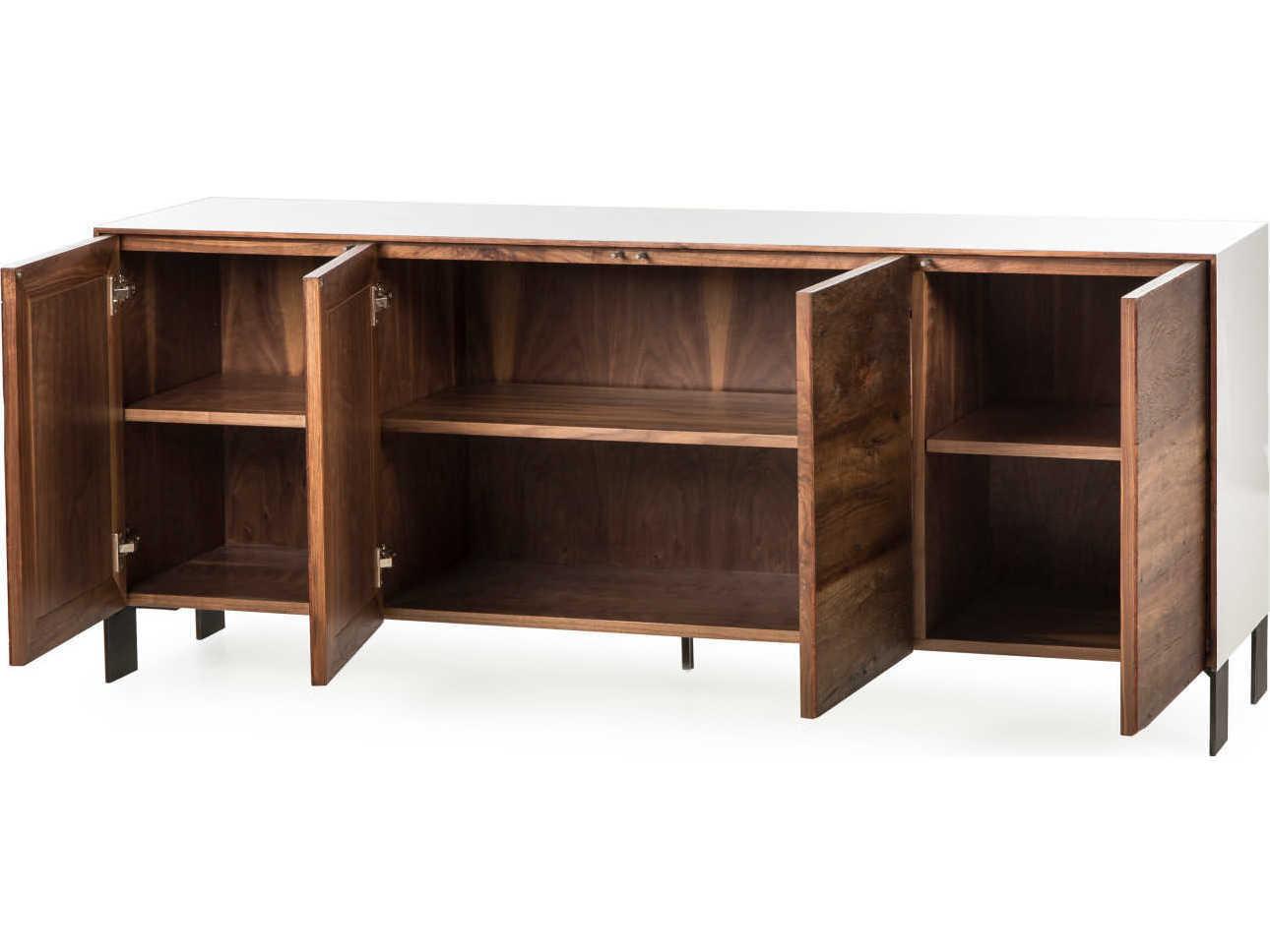 Sonder Living Cardosa 72" Natural Wood White Acrylic Lacquered & Brown Reclaimed Peroba Finish Sideboard