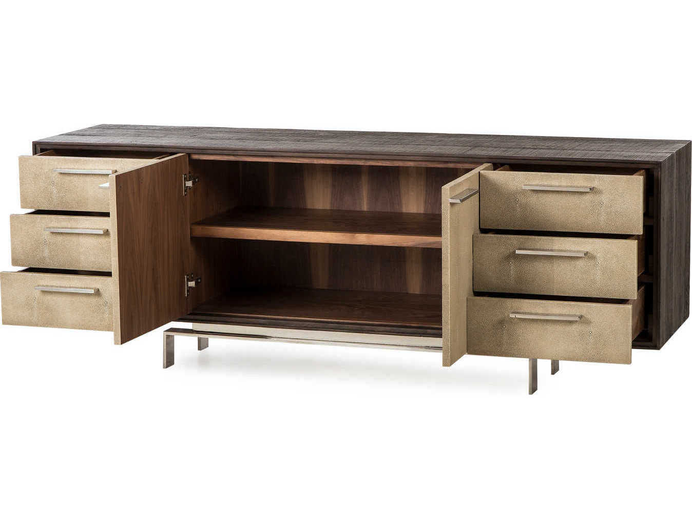 Sonder Living Latham 72" Peroba With Textured Resin Faux Shagreen Credenza Sideboard