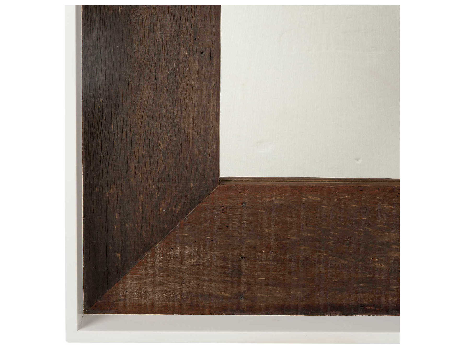 Sonder Living Cardosa White Acrylic Lacquered & Natural Brown Reclaimed Peroba Rectangular Floor Mirror