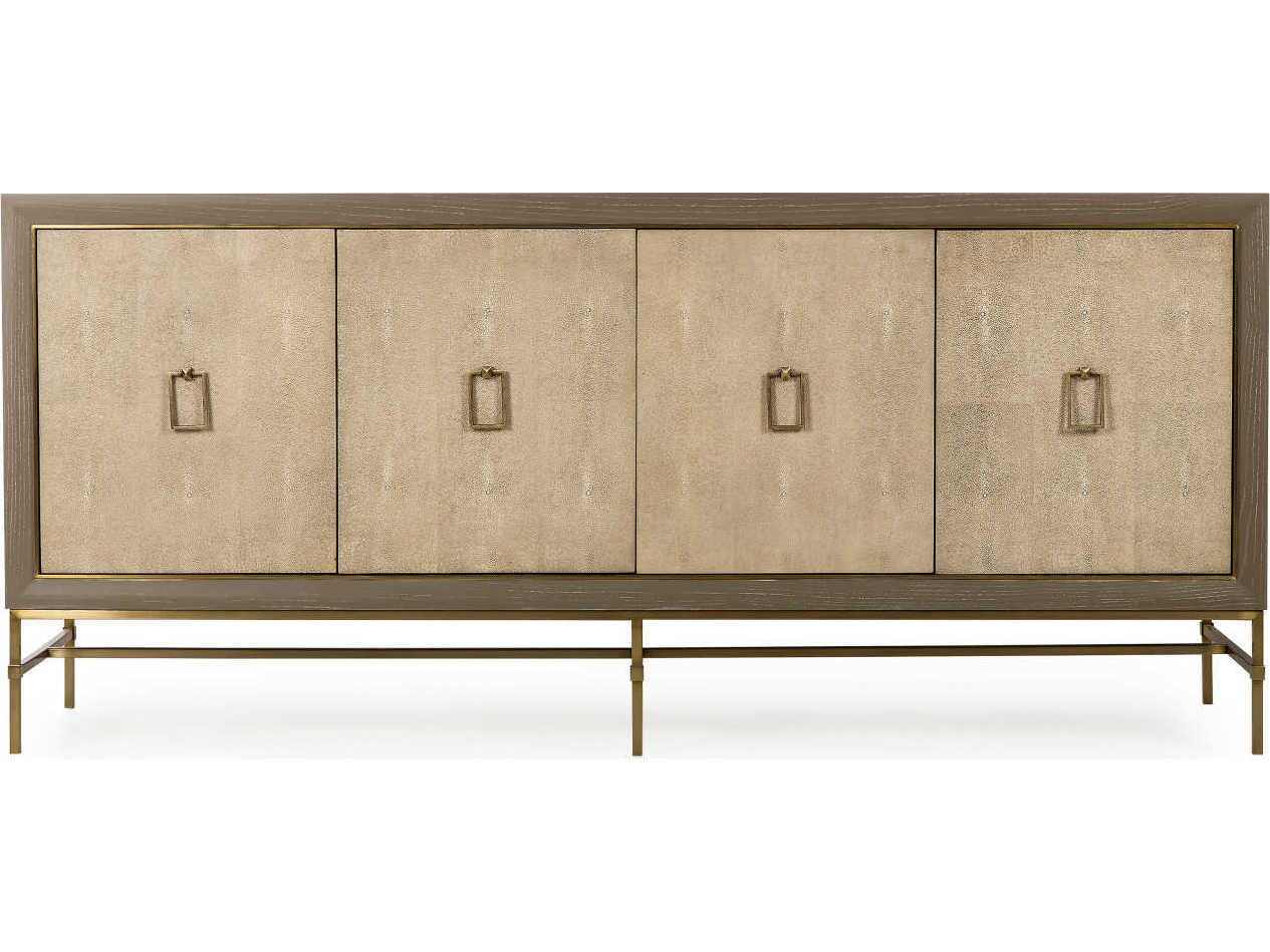 Sonder Living Lexi 72" Ash Wood With Ivory Shagreen Door Panels Credenza Sideboard