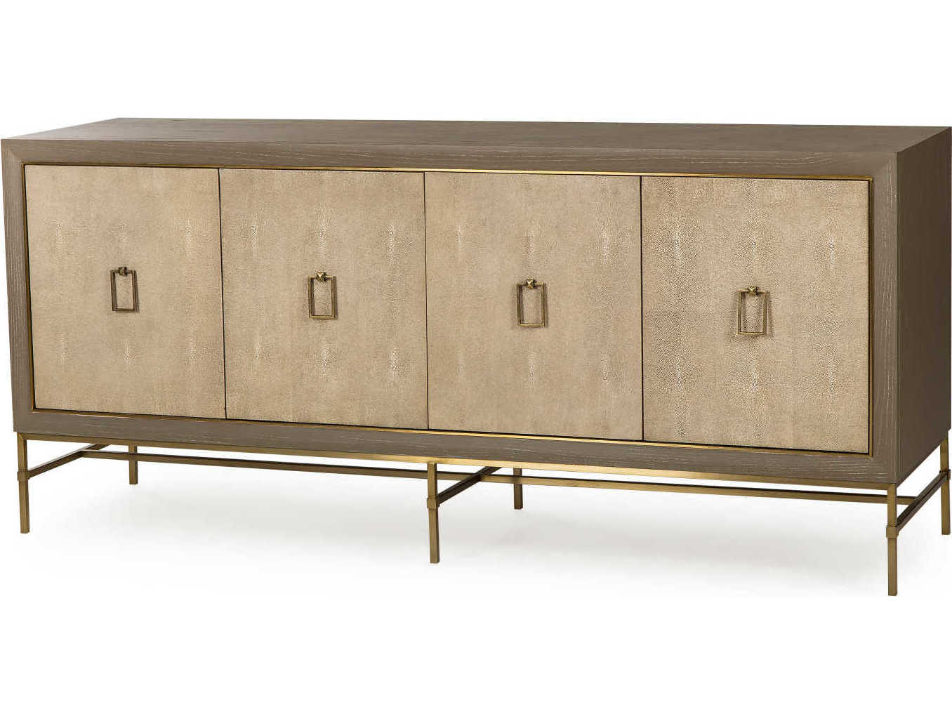 Sonder Living Lexi 72" Ash Wood With Ivory Shagreen Door Panels Credenza Sideboard