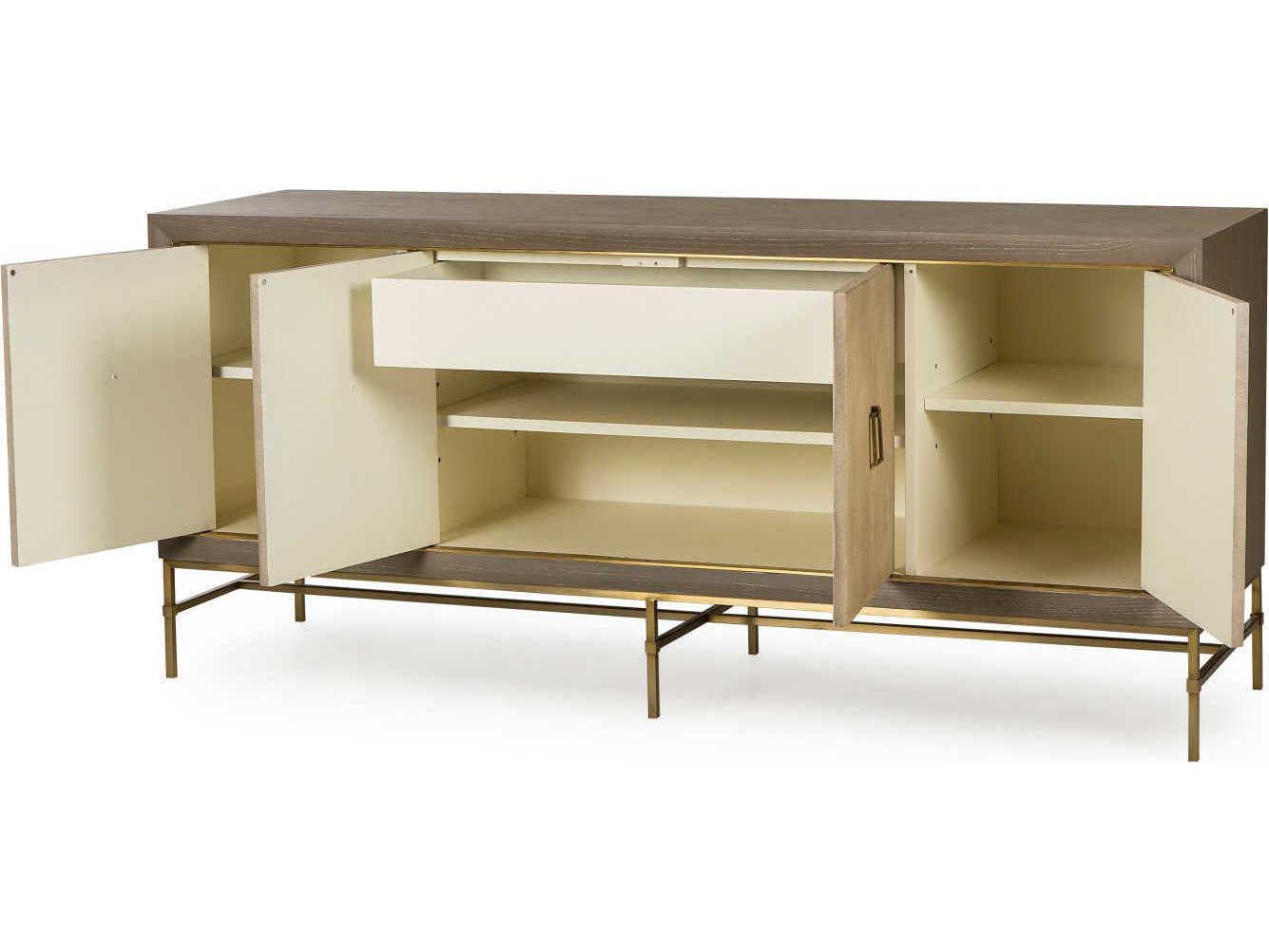 Sonder Living Lexi 72" Ash Wood With Ivory Shagreen Door Panels Credenza Sideboard