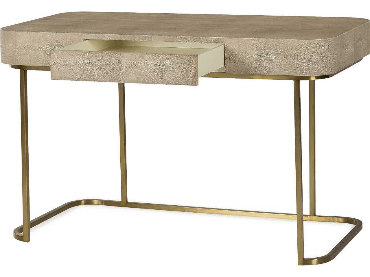 Sonder Living Jacques Textured Resin Faux Shagreen Beige Poplar Wood Computer Desk