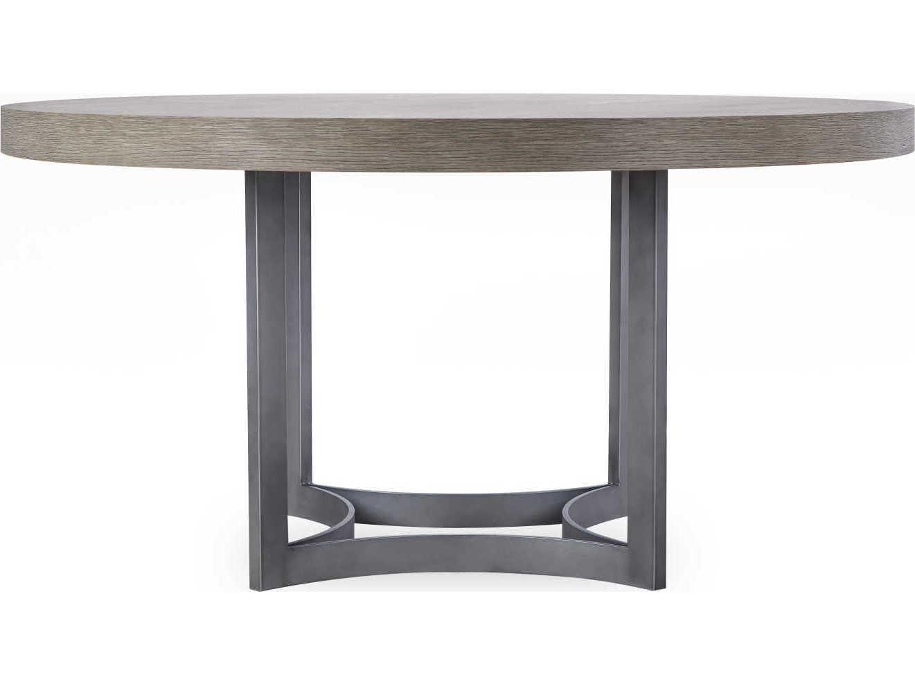 Sonder Living Paxton Round Wood Silver Oak With Brushed Nickel Dining Table