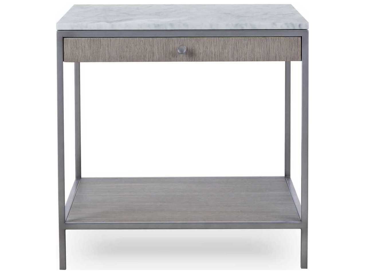 Sonder Living Paxton Square Marble Silver Oak With Brushed Nickel End Table