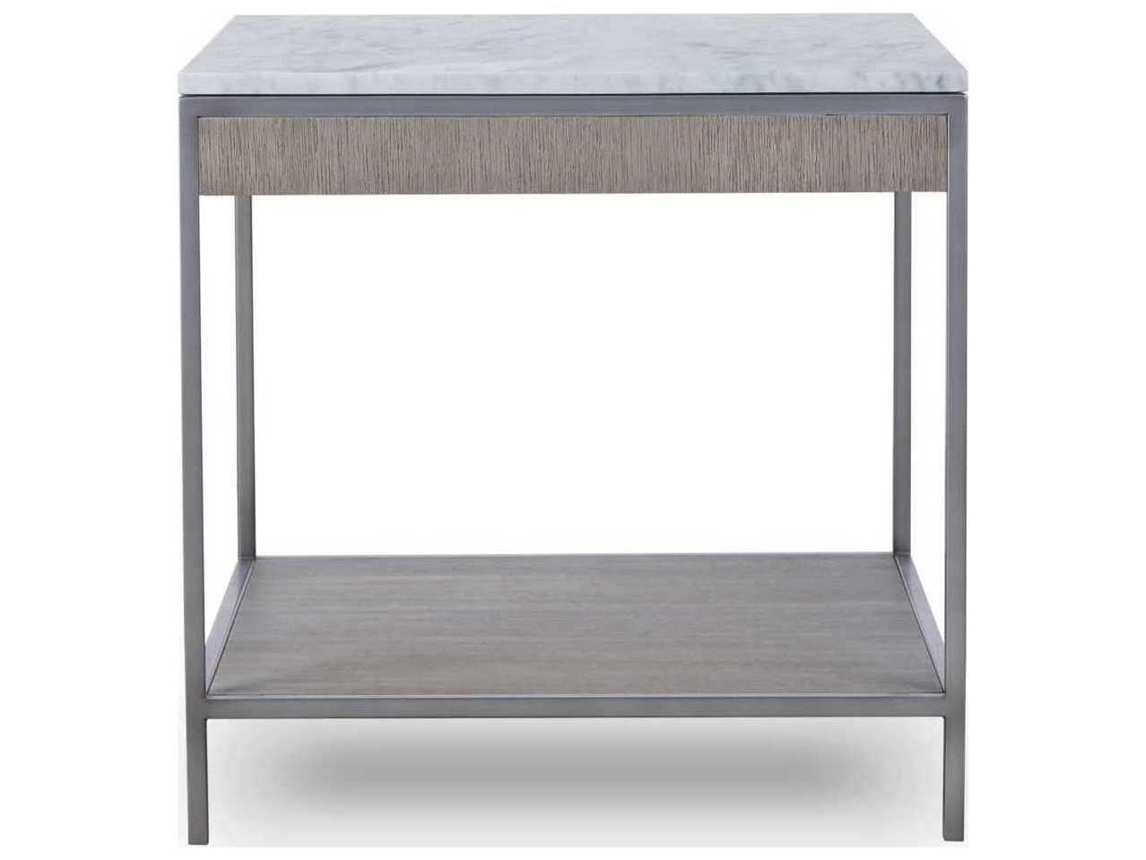 Sonder Living Paxton Square Marble Silver Oak With Brushed Nickel End Table