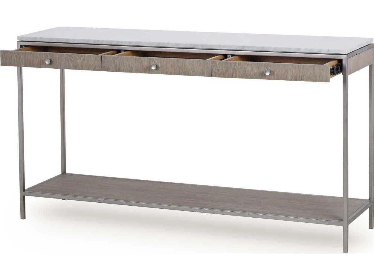 Sonder Living Paxton Rectangular Marble Silver Oak With Brushed Nickel Console Table