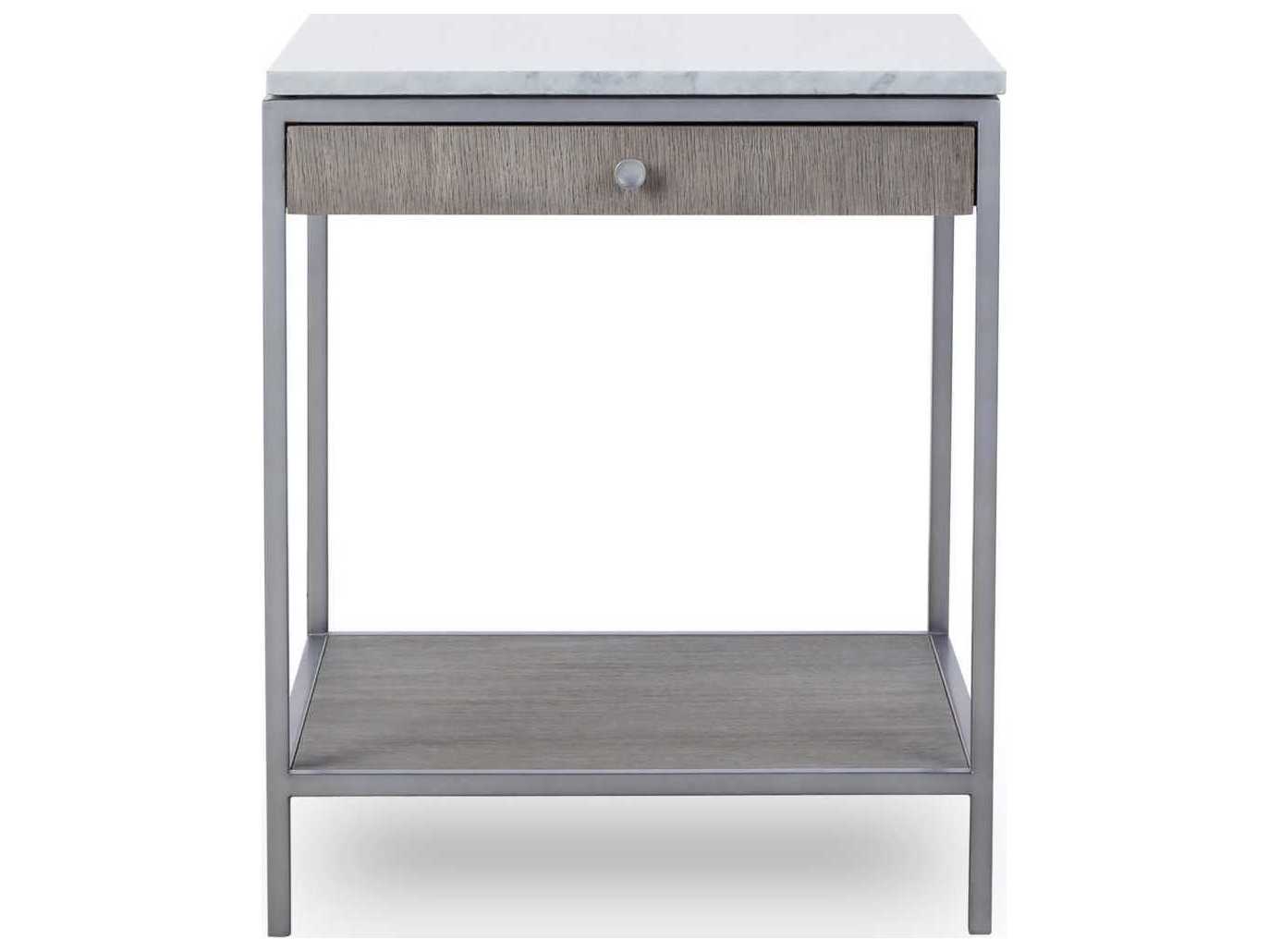 Sonder Living Paxton Square Marble Silver Oak With Brushed Nickel End Table