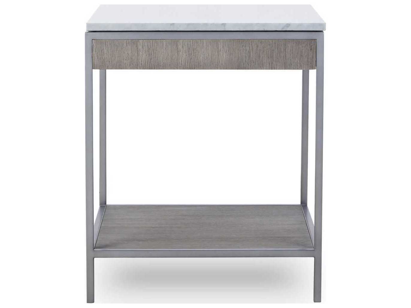 Sonder Living Paxton Square Marble Silver Oak With Brushed Nickel End Table