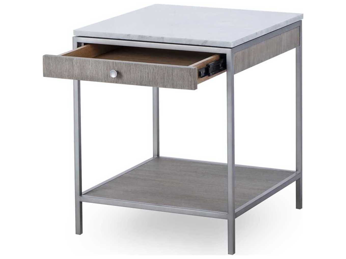 Sonder Living Paxton Square Marble Silver Oak With Brushed Nickel End Table