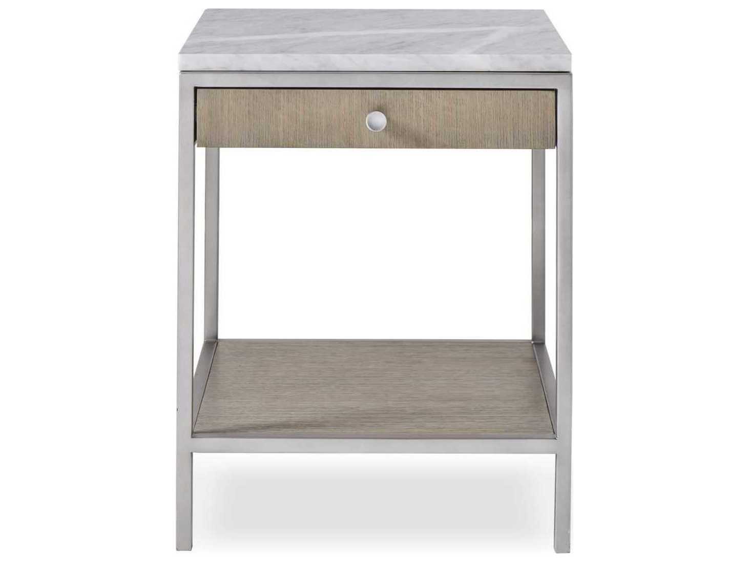 Sonder Living Paxton Square Marble Silver Oak With Brushed Nickel End Table