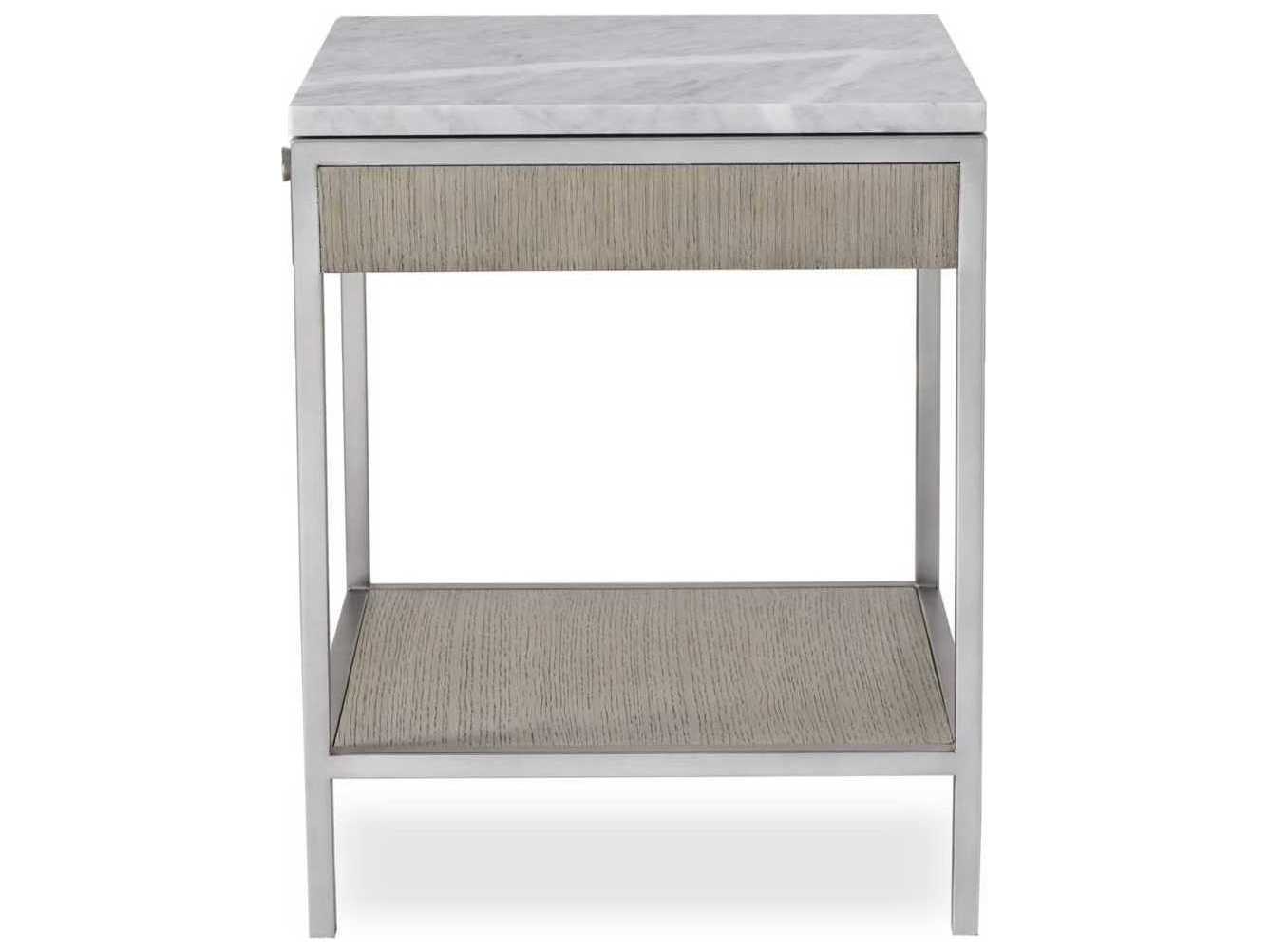 Sonder Living Paxton Square Marble Silver Oak With Brushed Nickel End Table