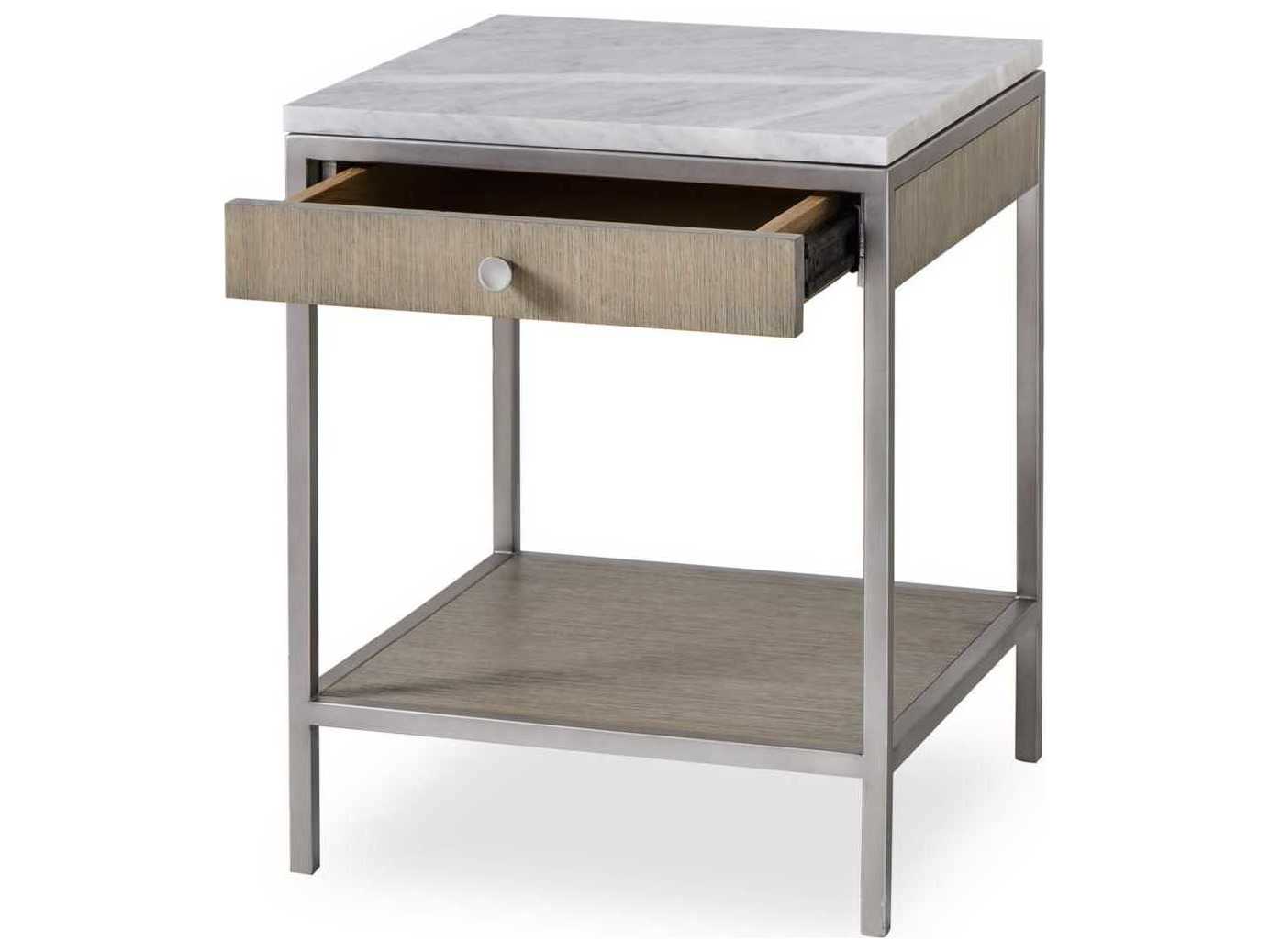 Sonder Living Paxton Square Marble Silver Oak With Brushed Nickel End Table