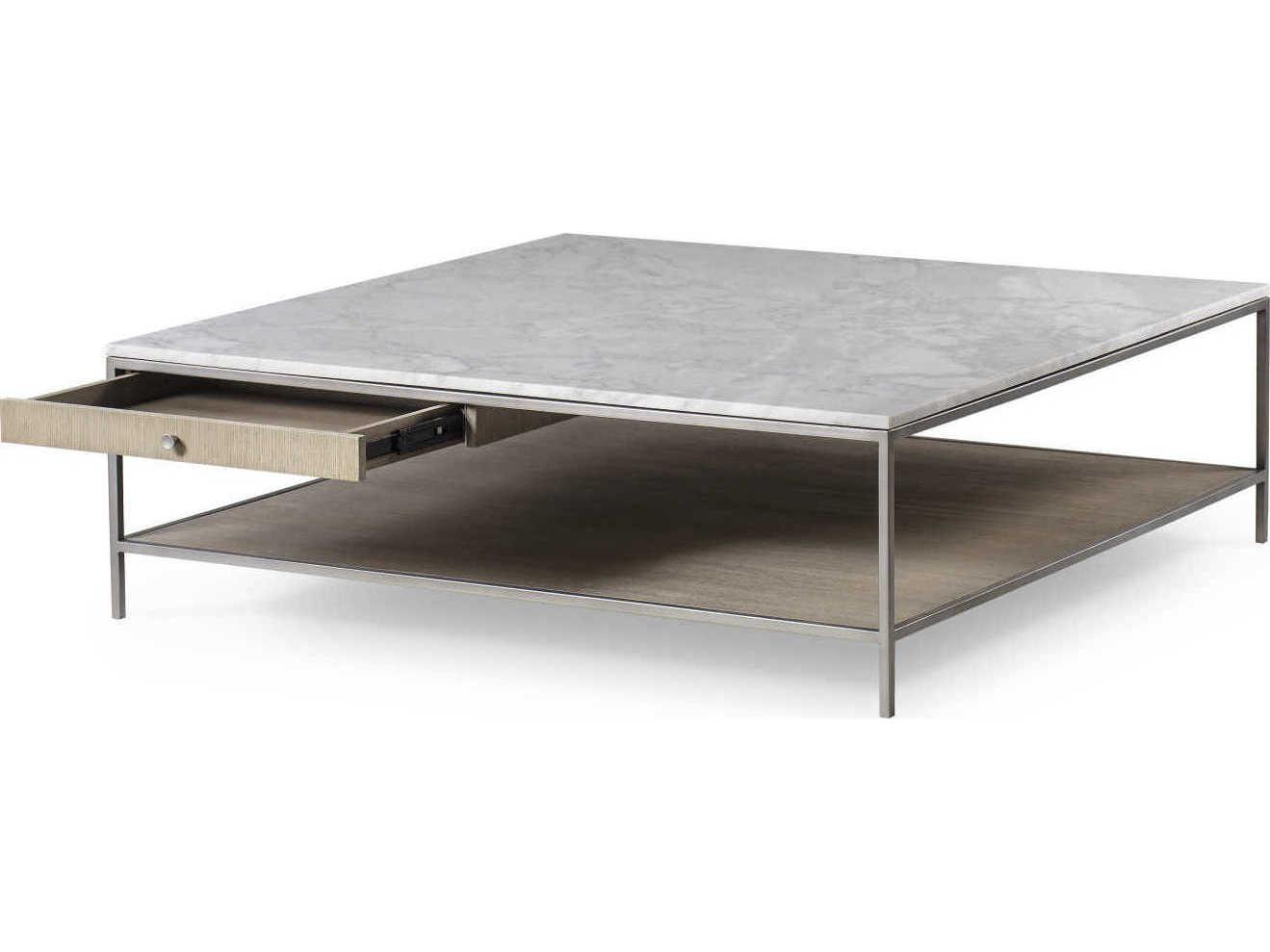 Sonder Living Paxton Square Marble Silver Oak With Brushed Nickel Coffee Table