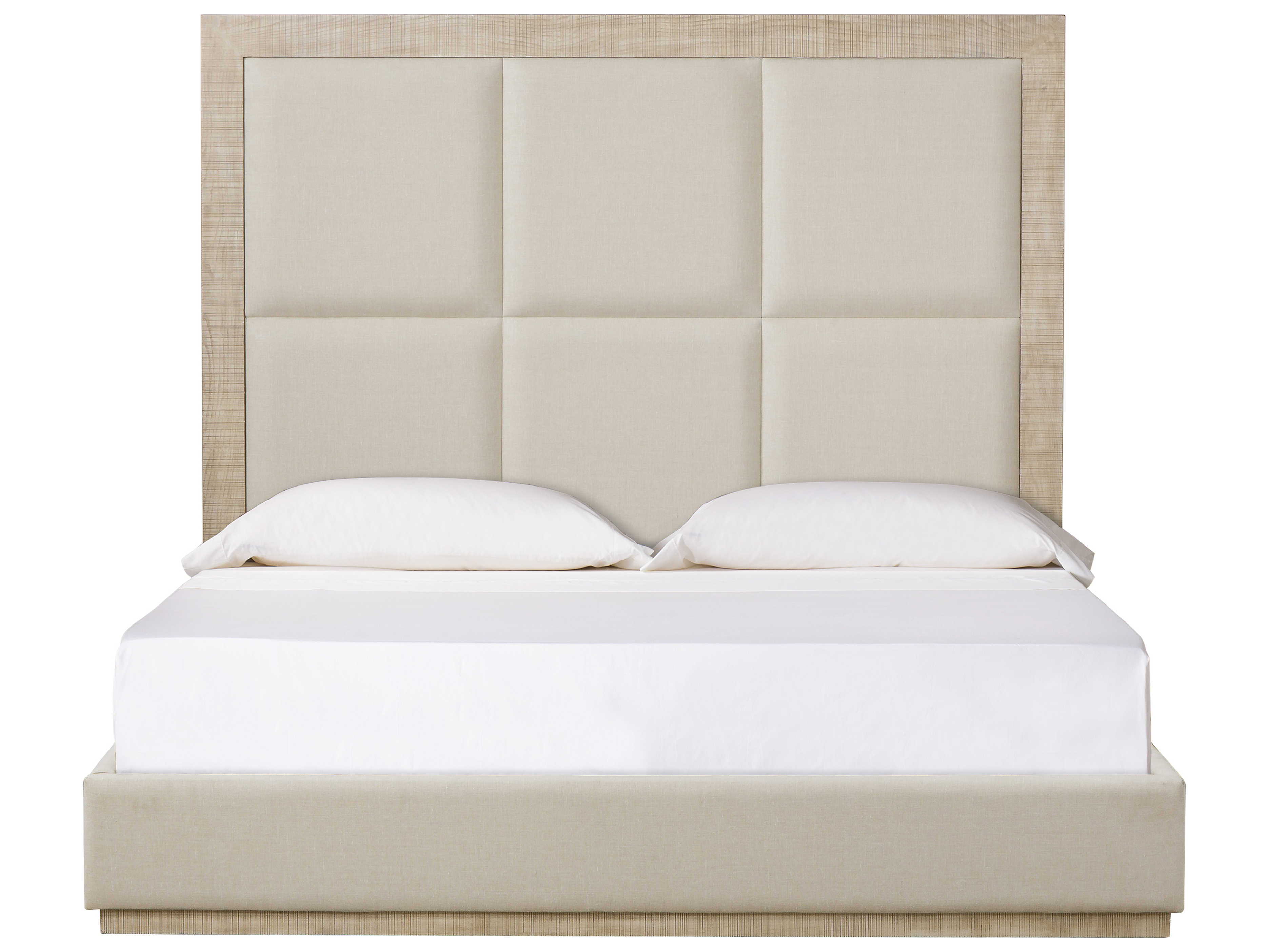 Sonder Living Beige Poplar Wood Upholstered King Platform Bed