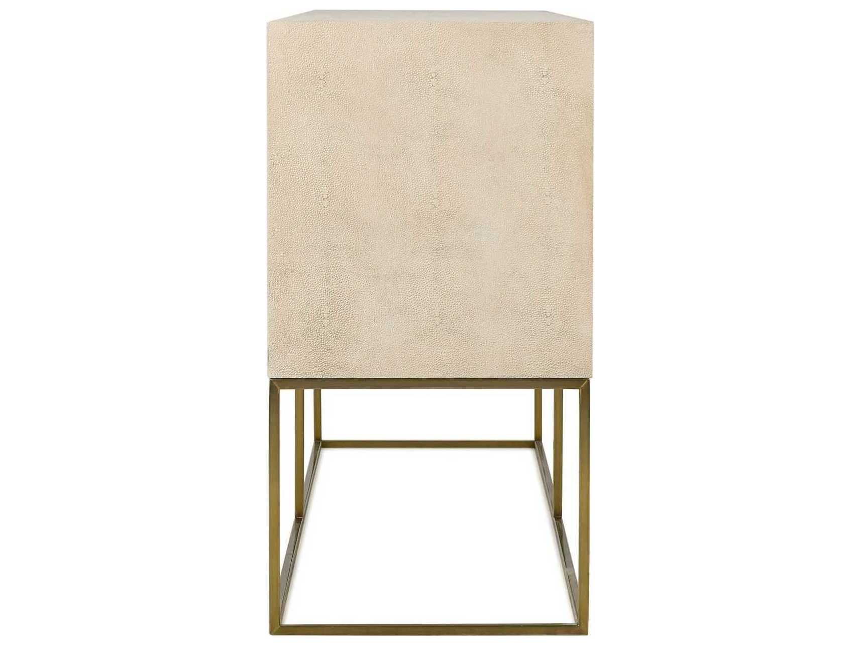 Sonder Living Amelia 72" Faux Linen Shagreen With Satin Brass Credenza Sideboard