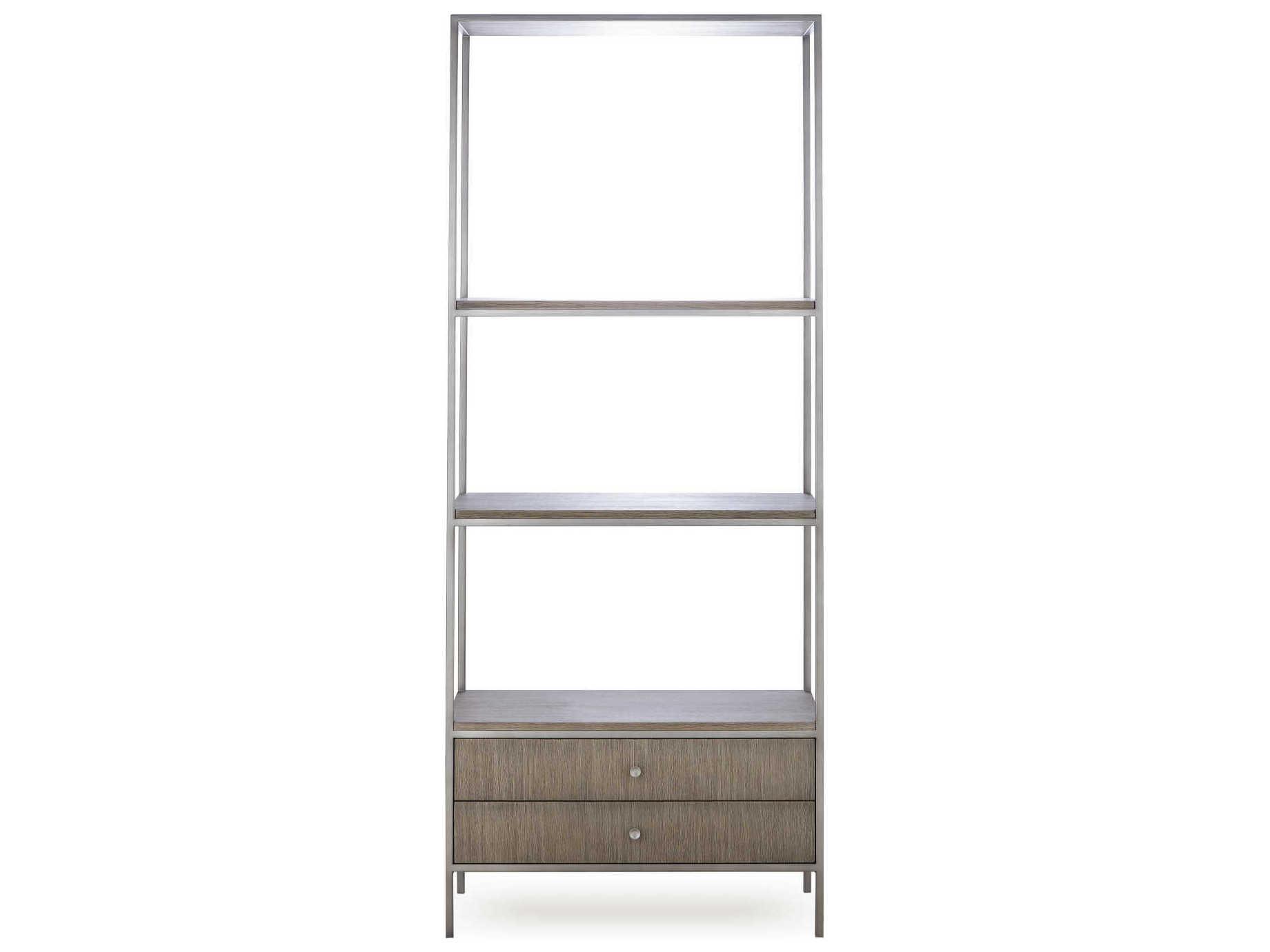 Sonder Living Paxton Grey Oak with Nickel Tower Etagere