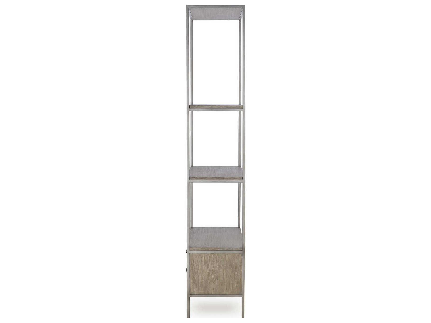 Sonder Living Paxton Grey Oak with Nickel Tower Etagere