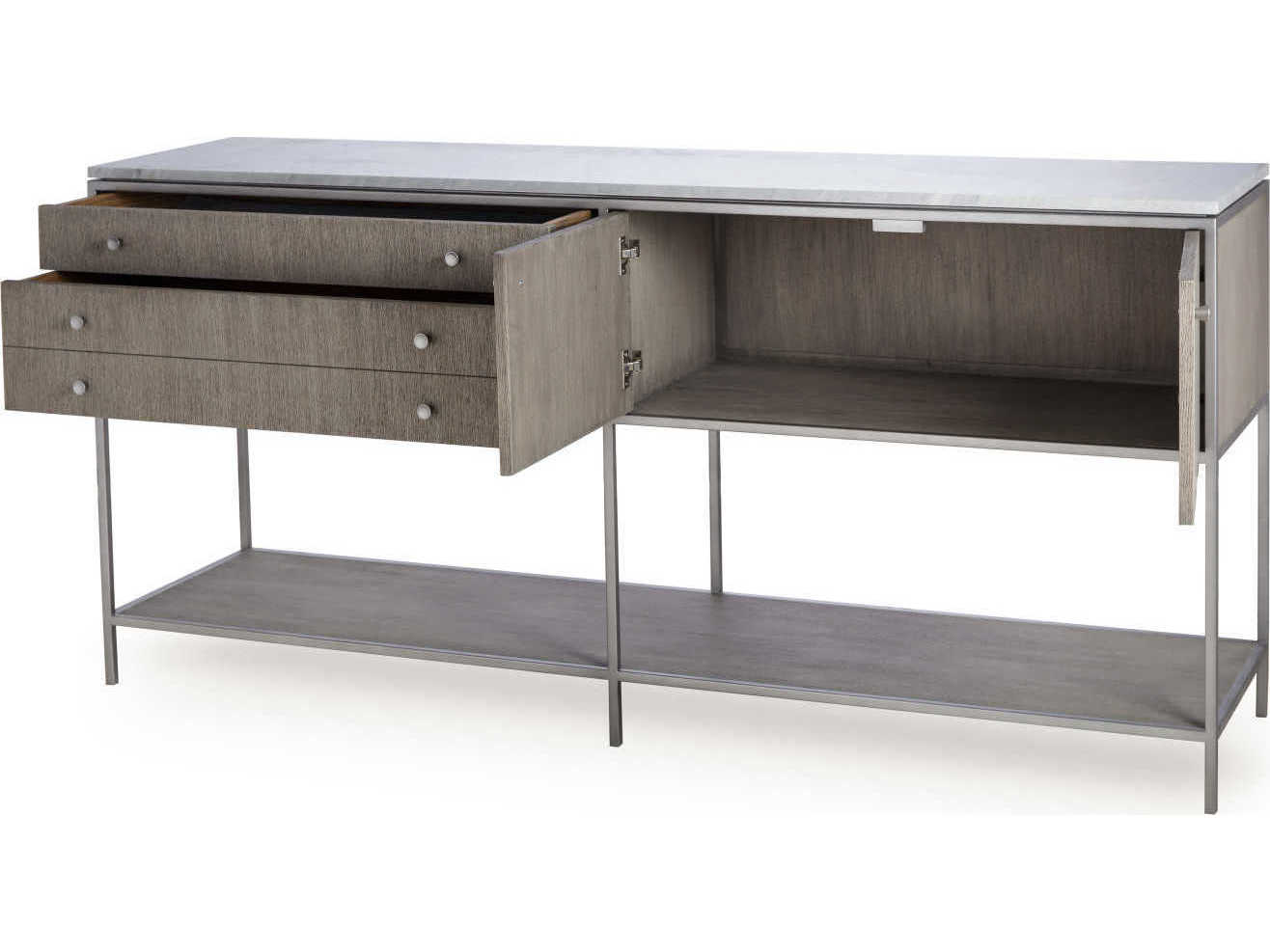 Sonder Living Paxton 72" Oak Wood Grey With Nickel Credenza Sideboard