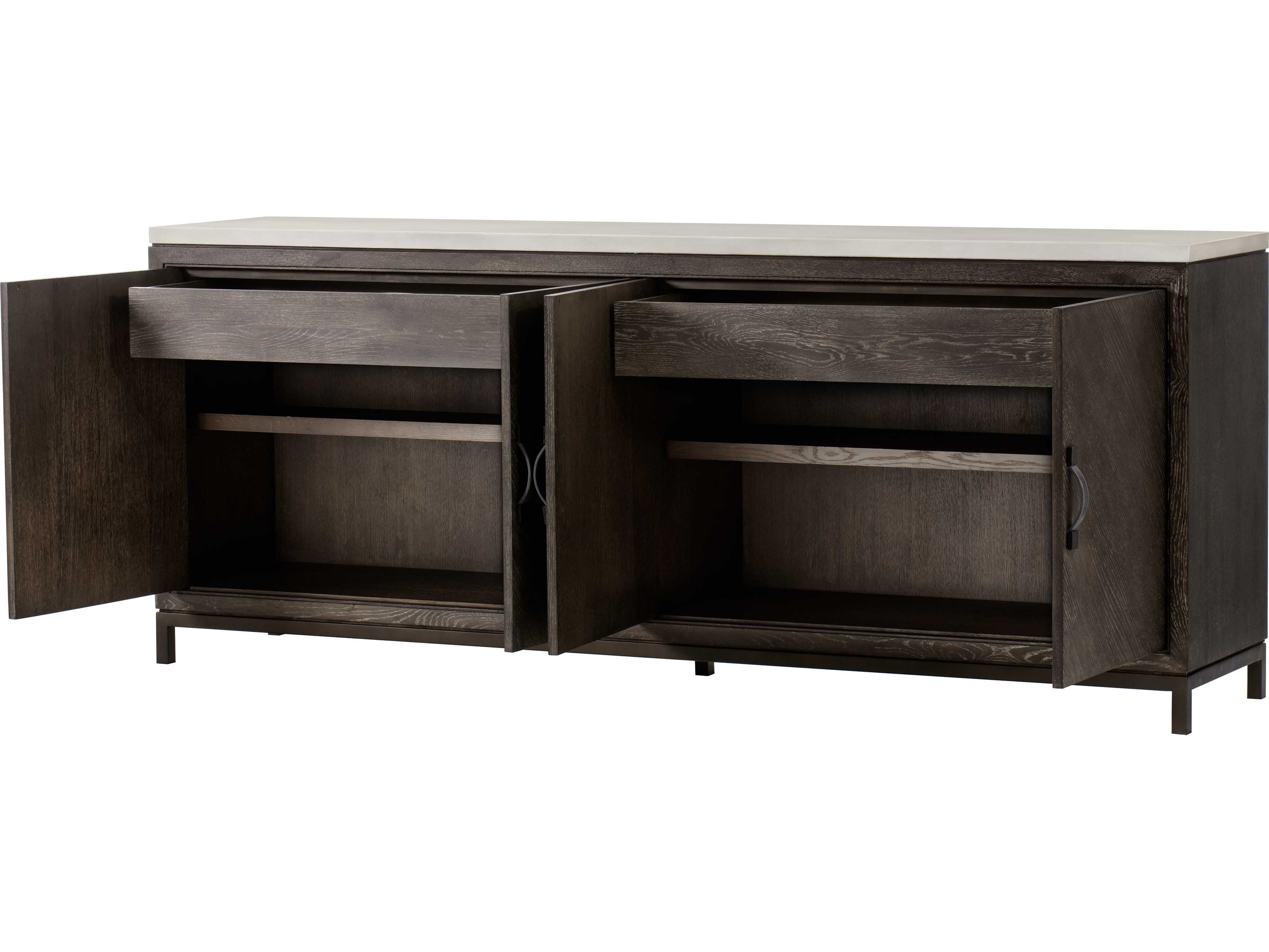 Sonder Living 89" Oak Wood Brown Ivory Credenza Sideboard