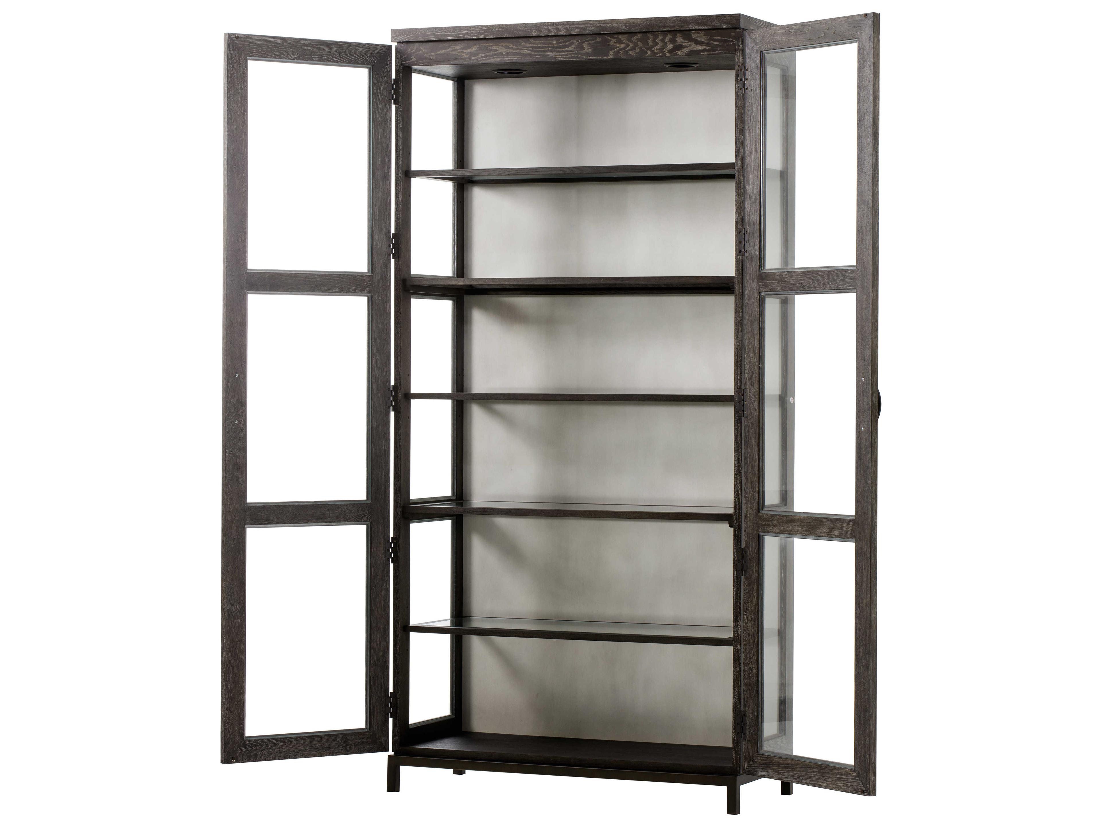 Sonder Living Oak Wood Brown Clear Display Cabinet