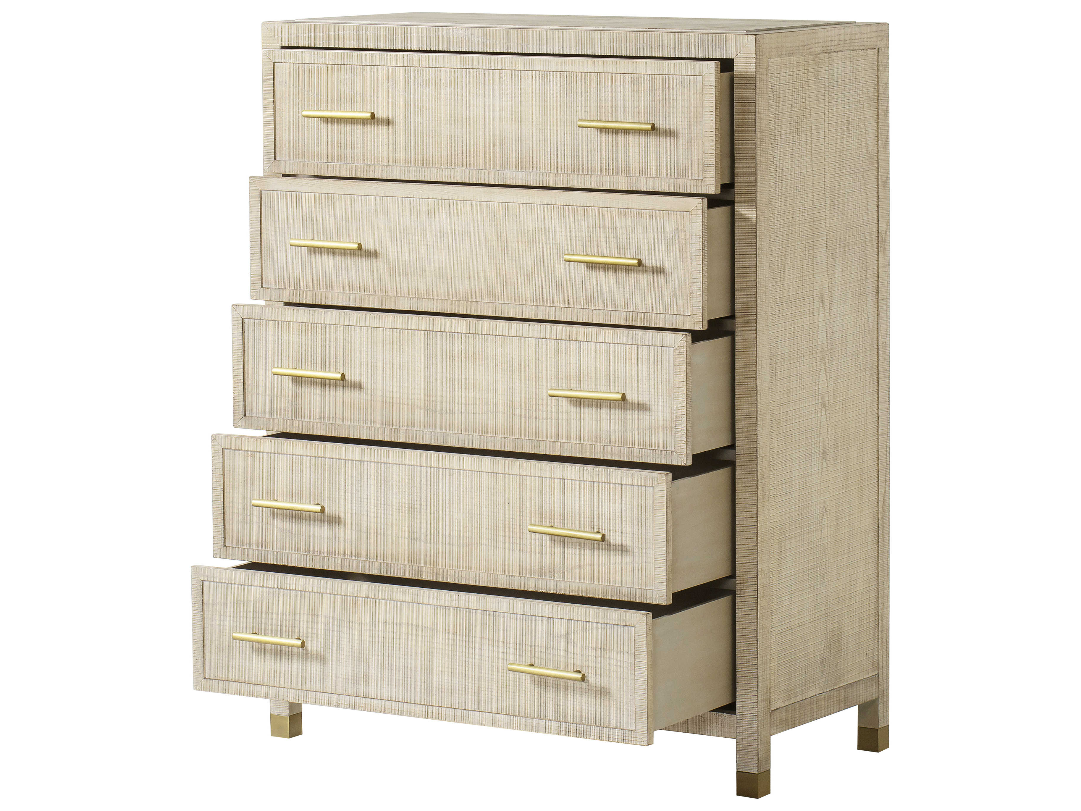 Sonder Living 5-Drawers Ivory Gold Beige Poplar Wood Accent Chest