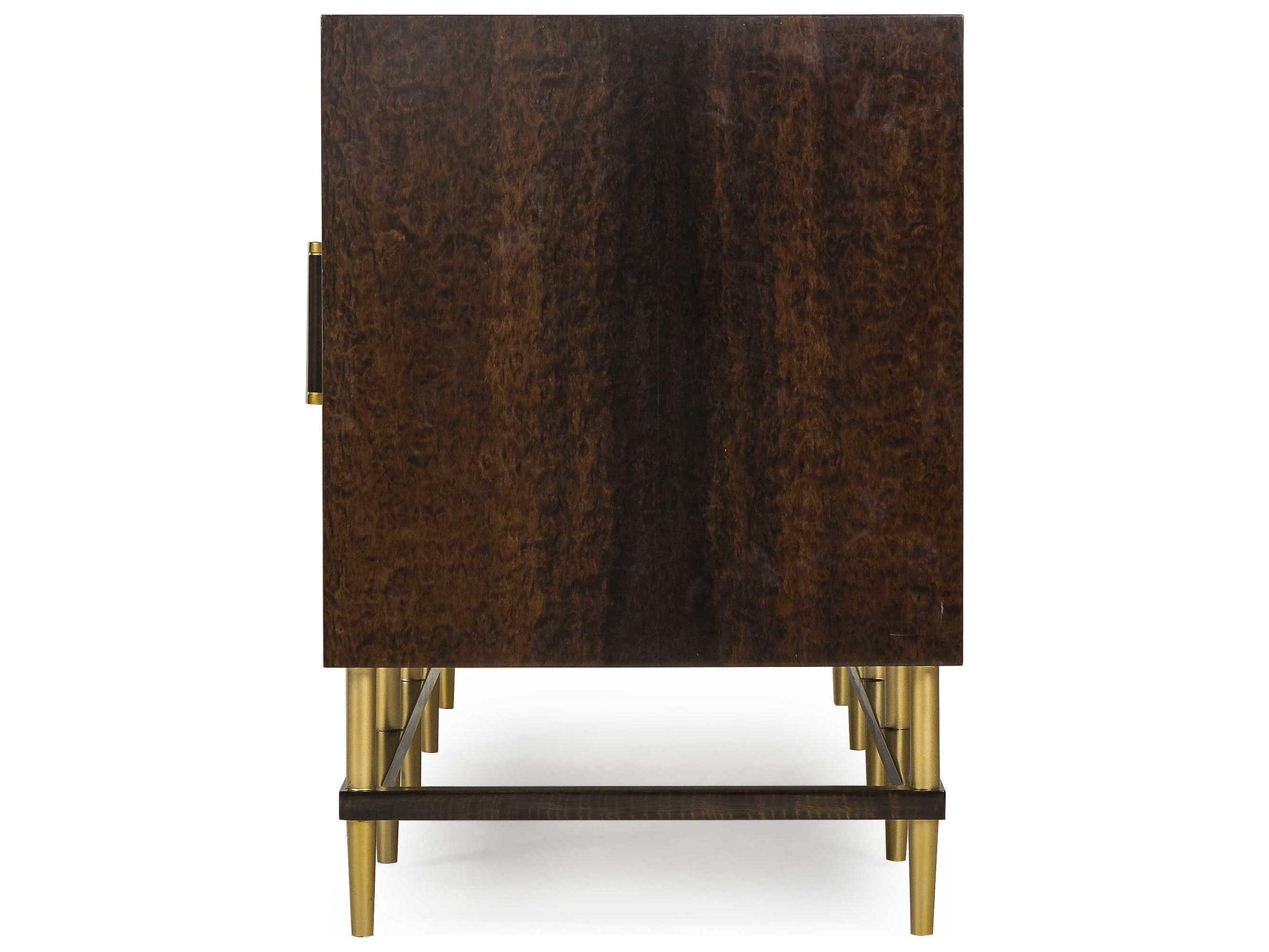 Sonder Living Herringbone 73" Acacia Wood Smoked Eucalyptus With Print On Door Fronts & Lacquered Brass Hardware Credenza Sideboard