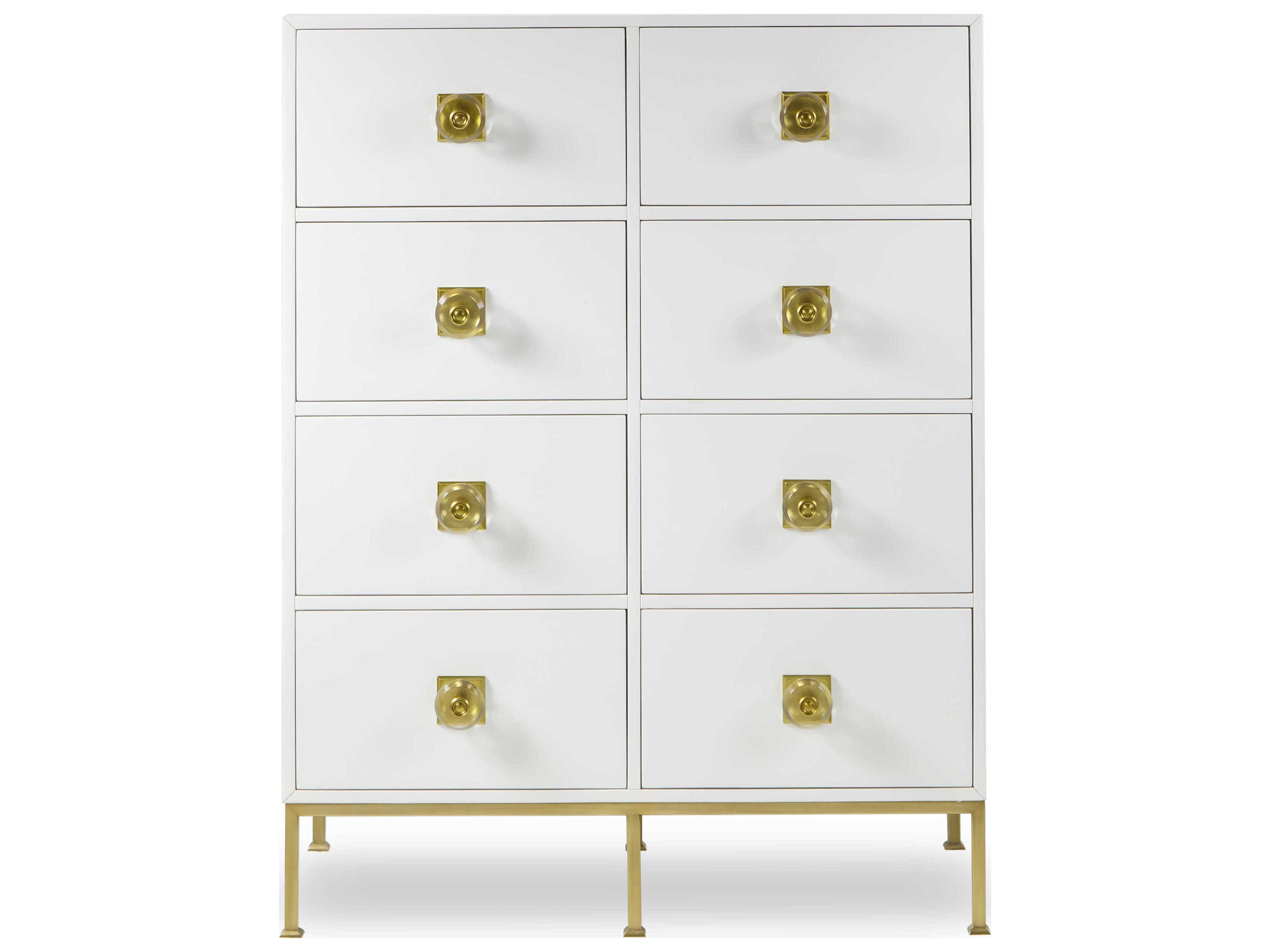 Sonder Living Formal Eloquent White Lacquer With Brass Accent Gold Poplar Wood Chest