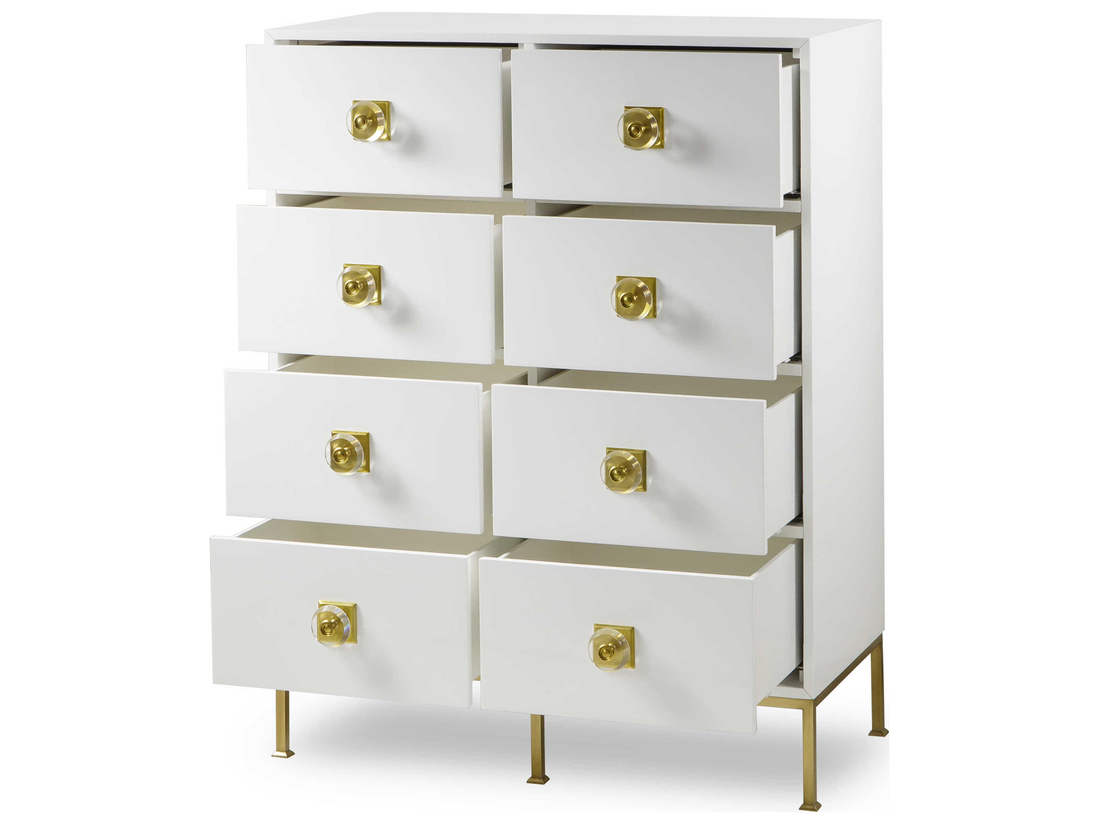 Sonder Living Formal Eloquent White Lacquer With Brass Accent Gold Poplar Wood Chest
