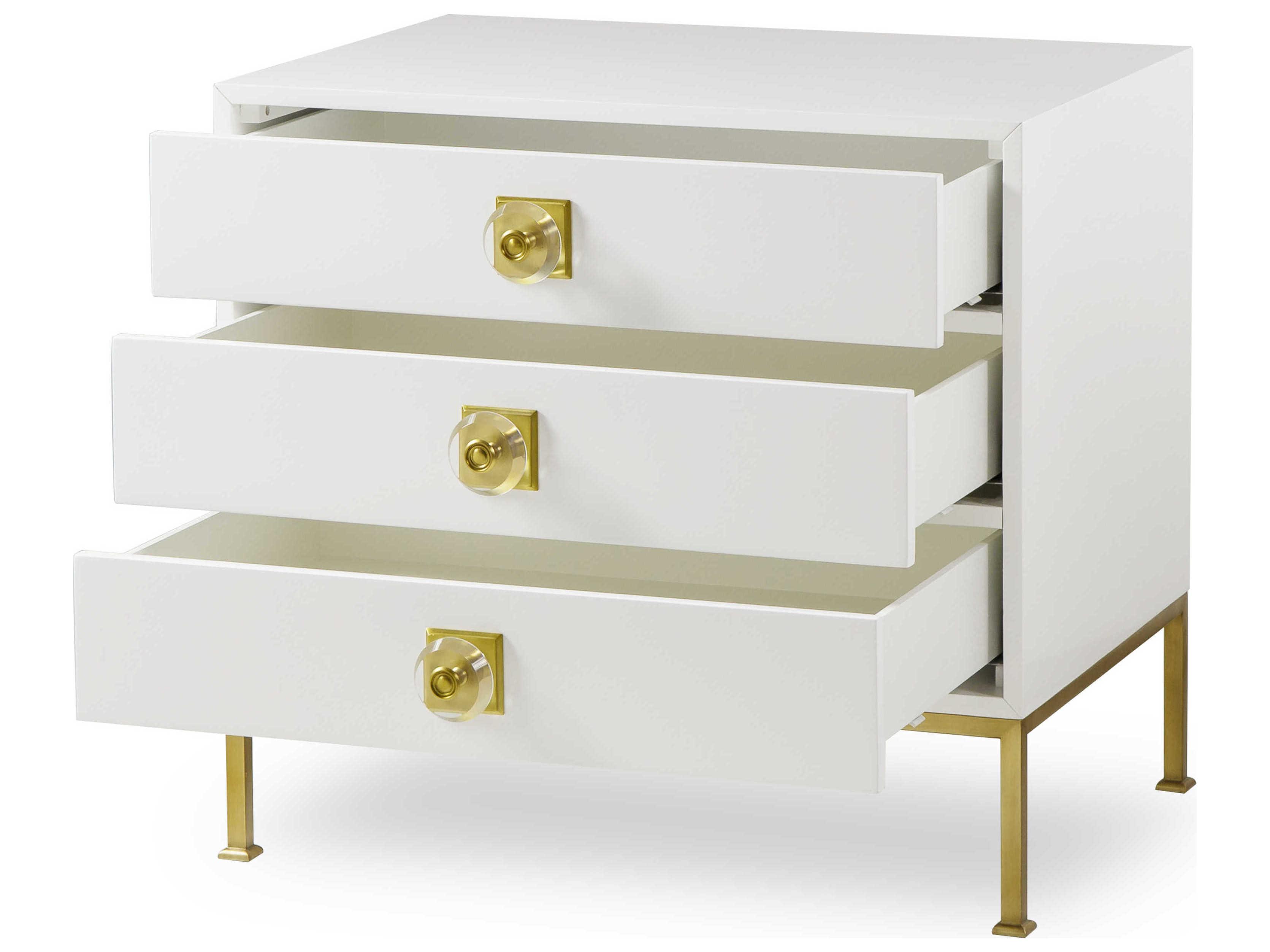 Sonder Living Formal 3-Drawers White Poplar Wood Chest Nightstand