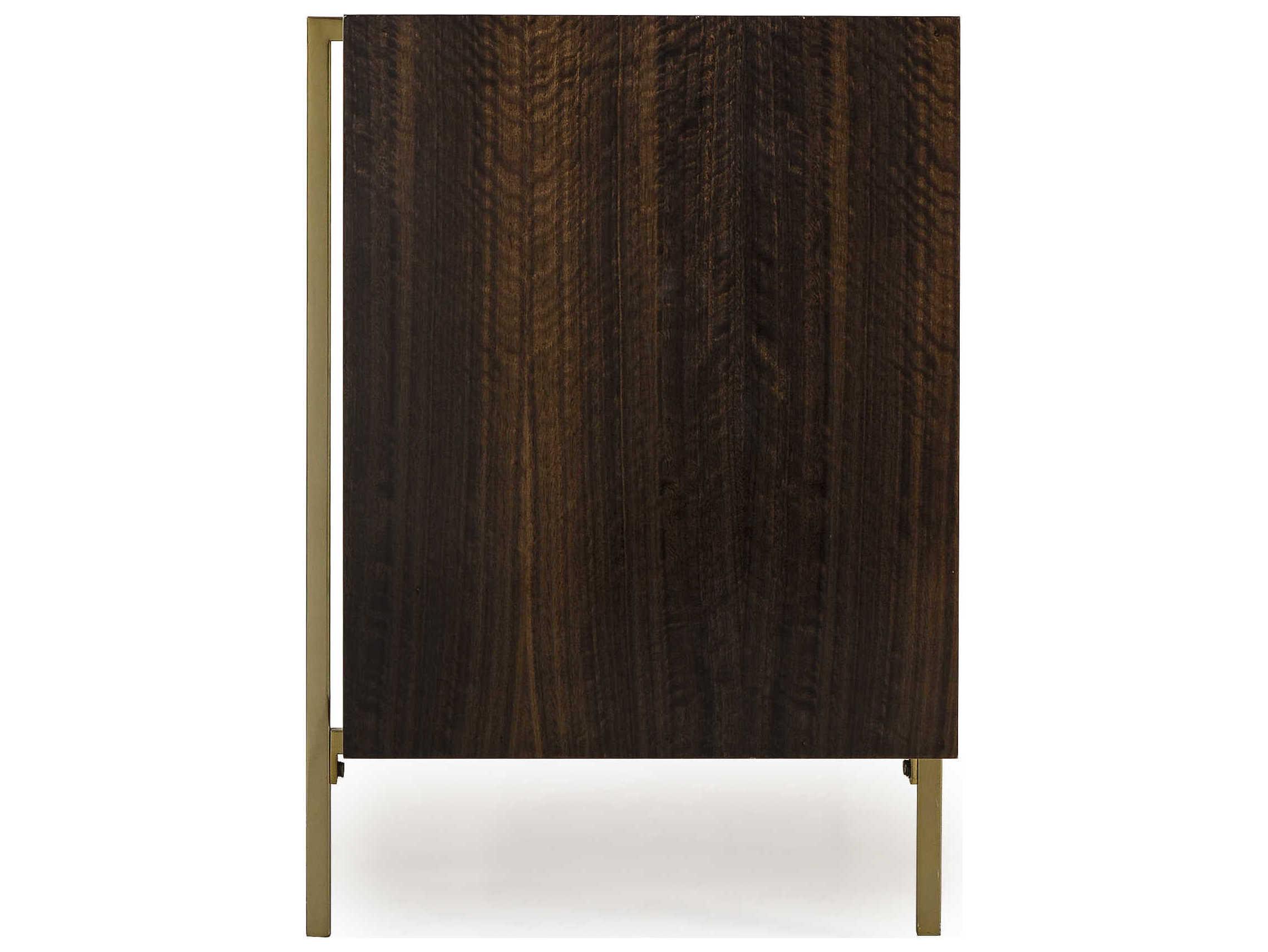 Sonder Living Ardian 72" Ply Wood Smoked Eucalyptus With Ornate Eglomise & Antique Brass Credenza Sideboard
