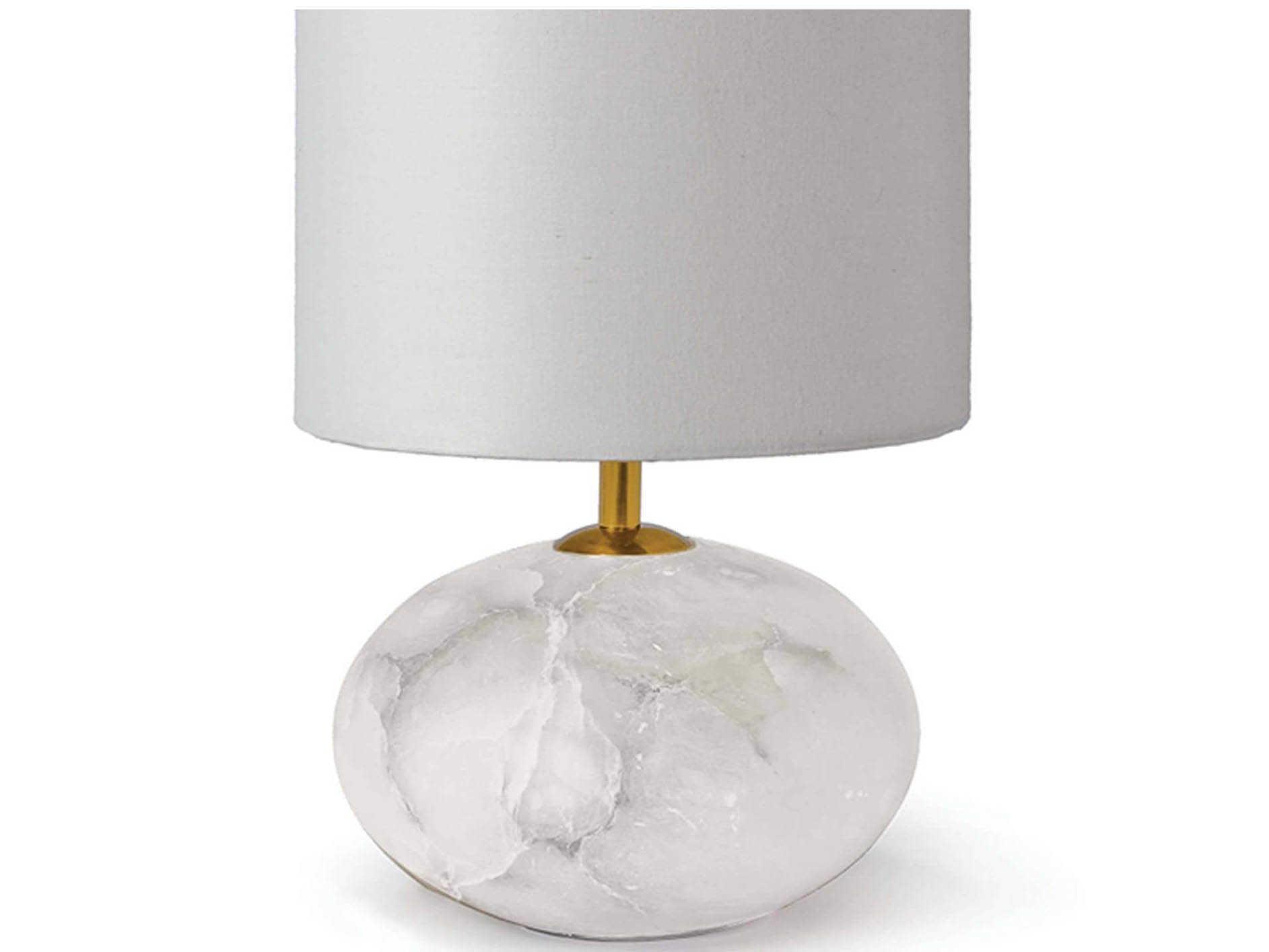 Regina Andrew Mini Orb Natural Alabaster Linen White Table Lamp
