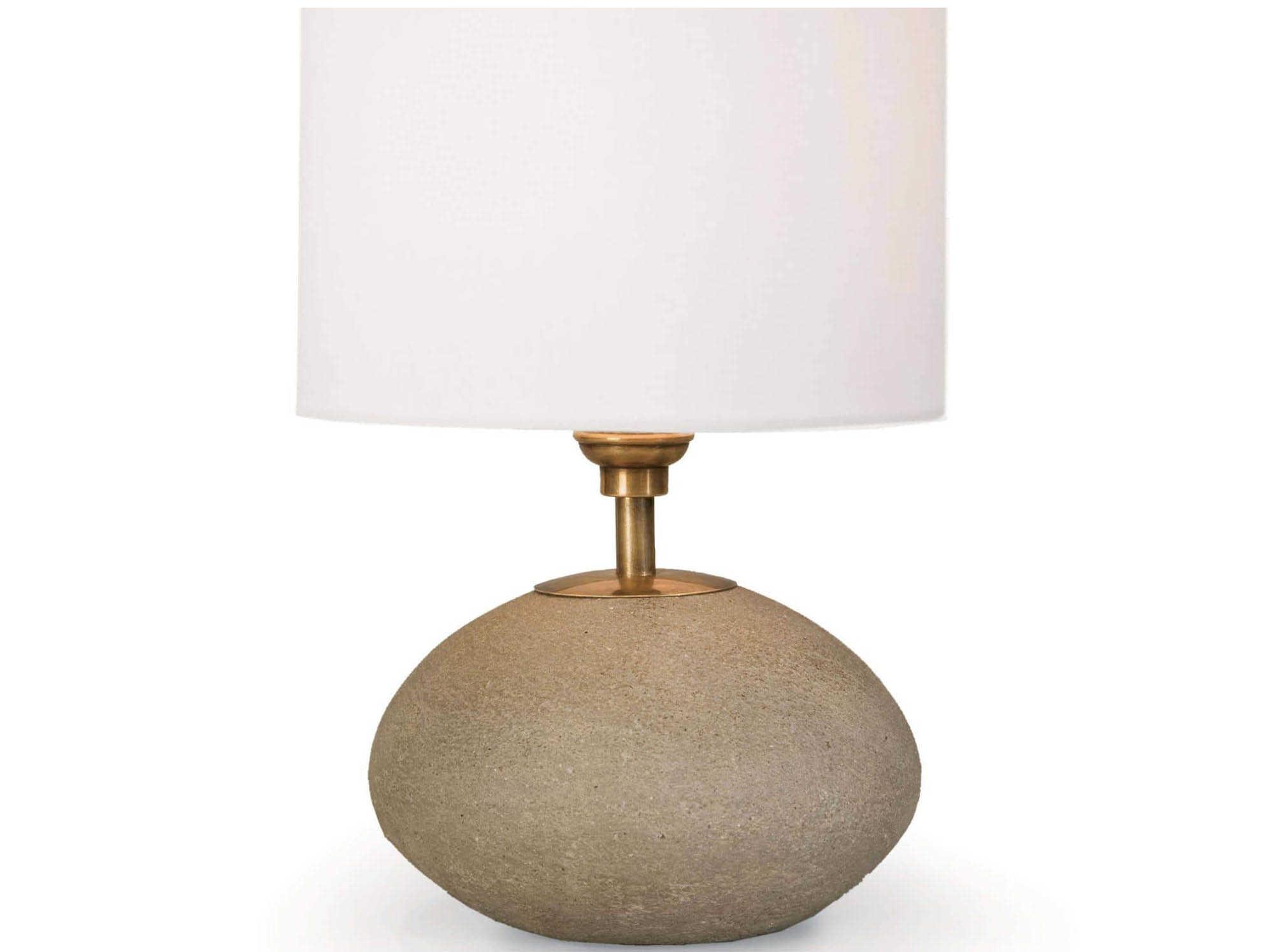 Regina Andrew Concrete Mini Orb Natural with Polished Brass With Linen Gray Table Lamp