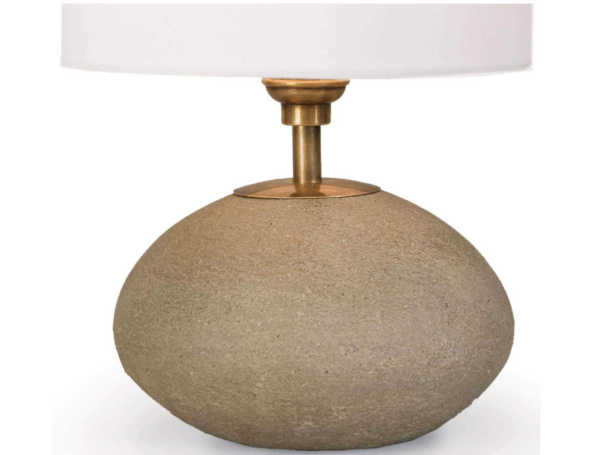 Regina Andrew Concrete Mini Orb Natural with Polished Brass With Linen Gray Table Lamp