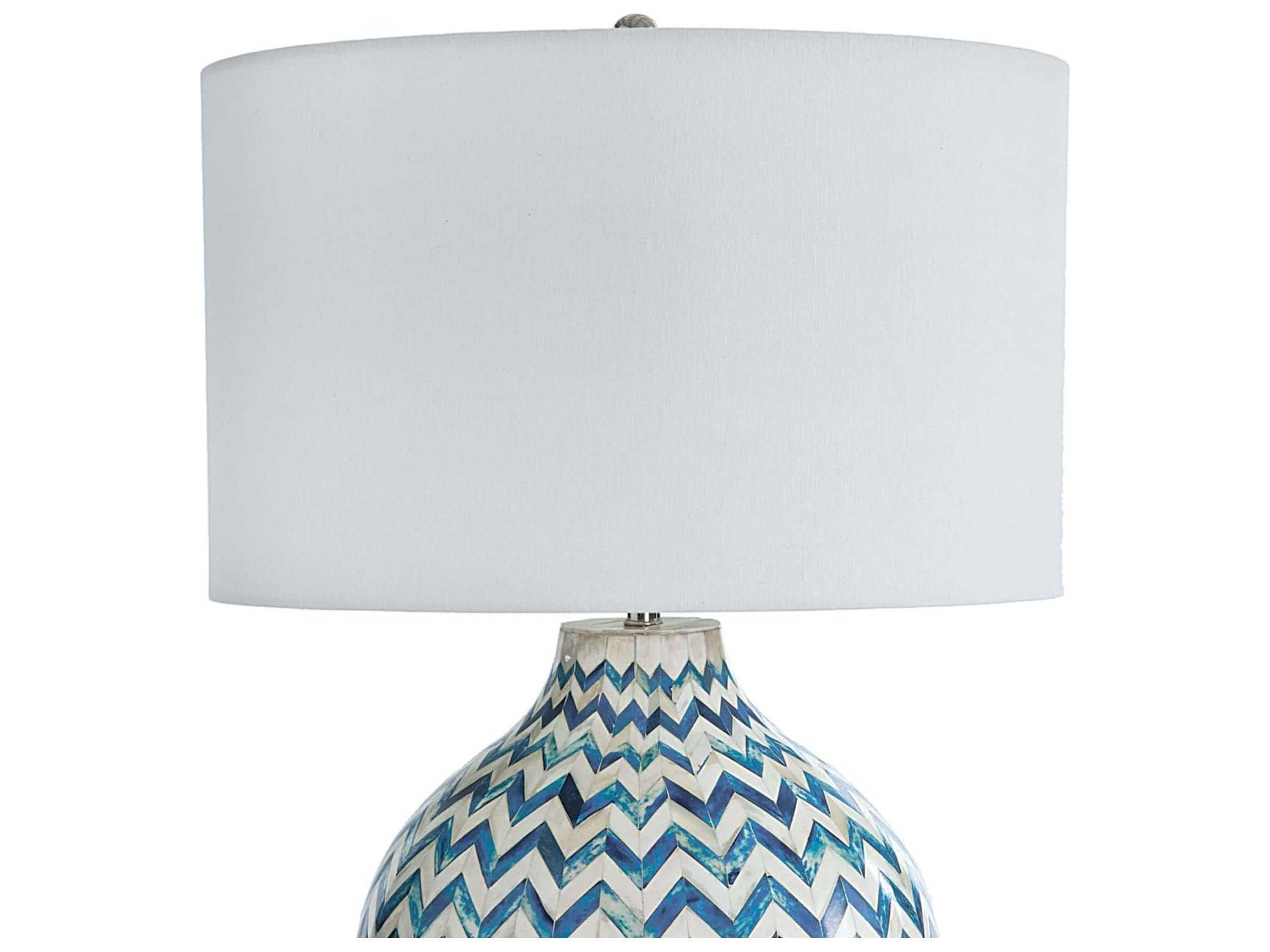 Regina Andrew Chevron Bone Indigo Linen Blue Buffet Lamp