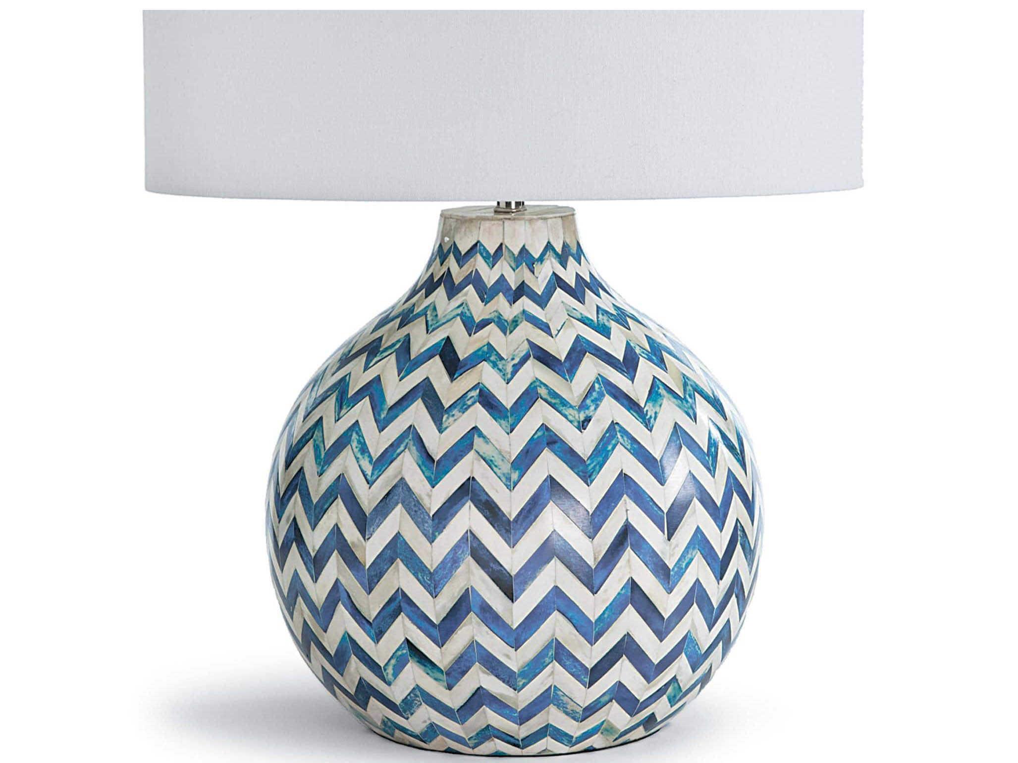 Regina Andrew Chevron Bone Indigo Linen Blue Buffet Lamp