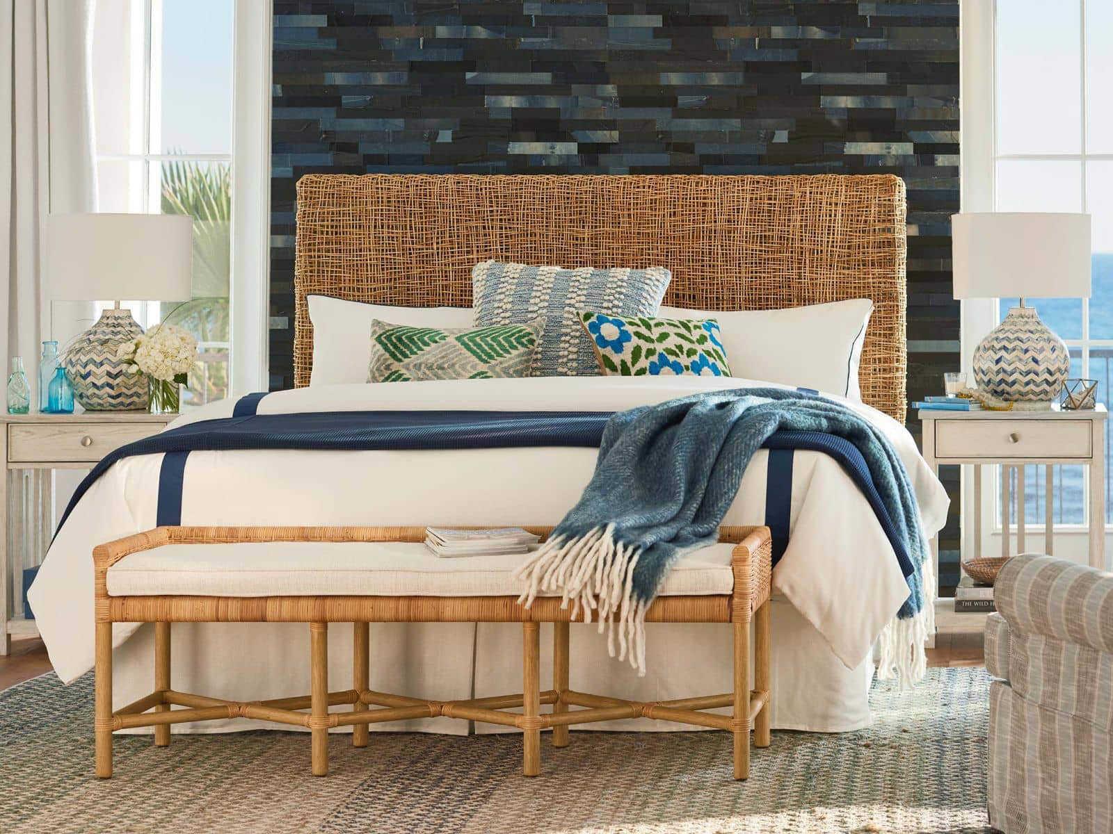 Regina Andrew Chevron Bone Indigo Linen Blue Buffet Lamp