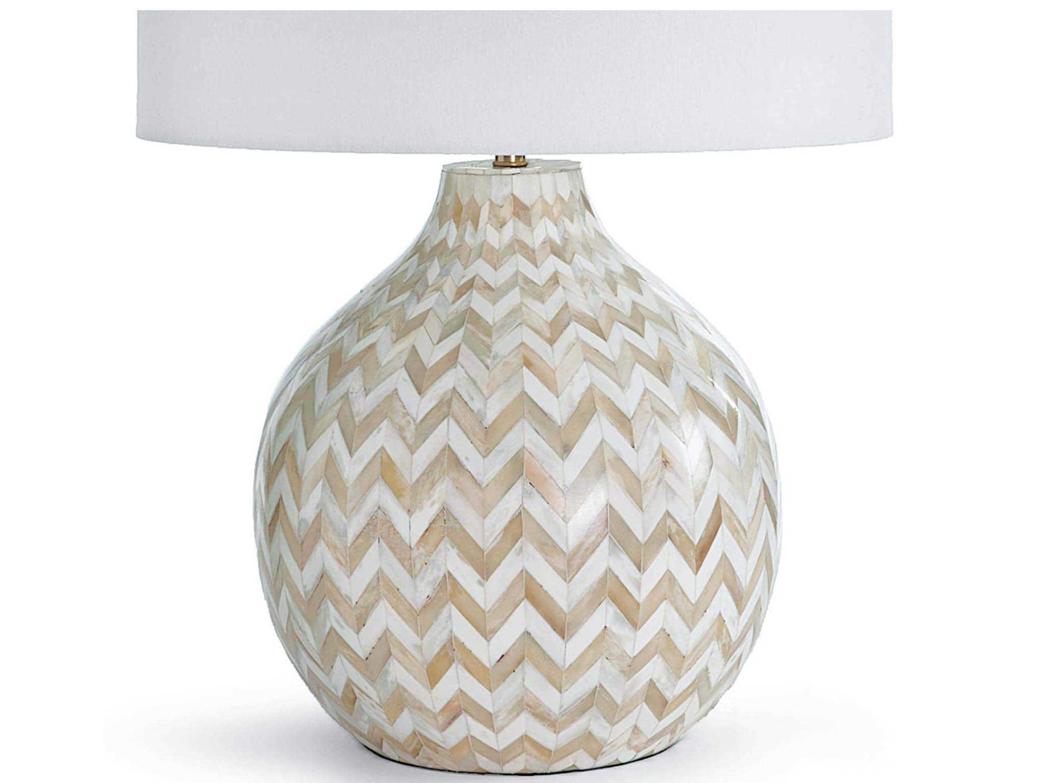 Regina Andrew Chevron Bone Natural Linen Brown Table Lamp