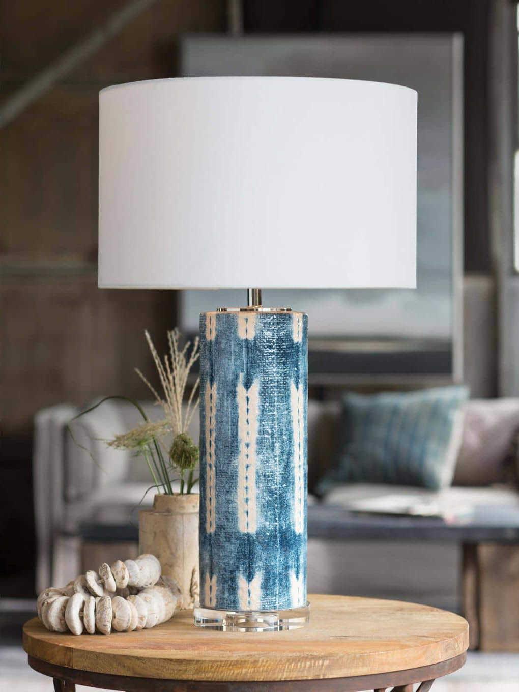 Regina Andrew Mali Ceramic Indigo Linen Blue Buffet Lamp