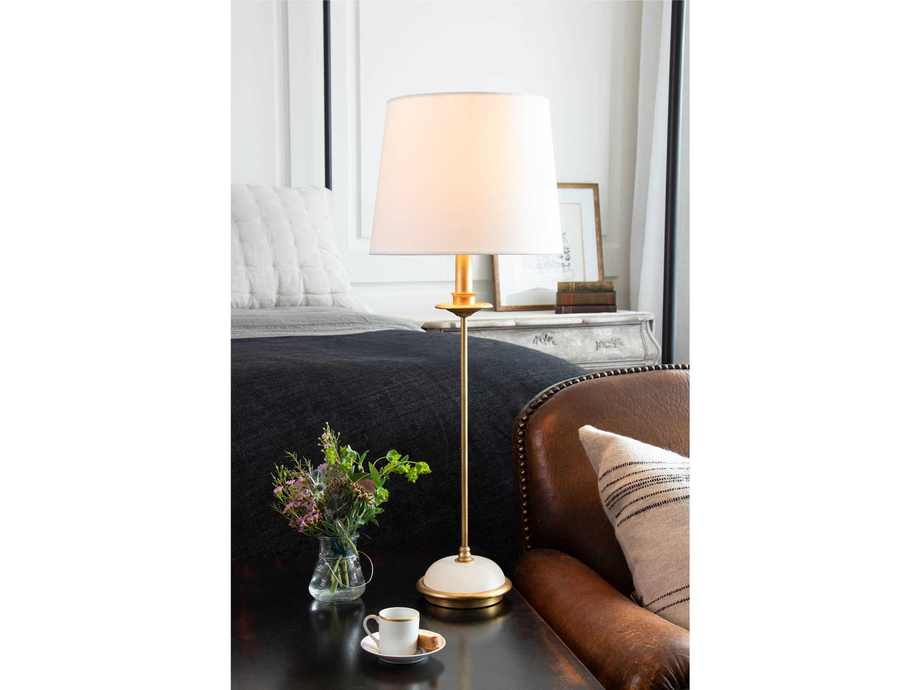 Regina Andrew Fisher Gold Leaf Polished Brass Buffet Lamp