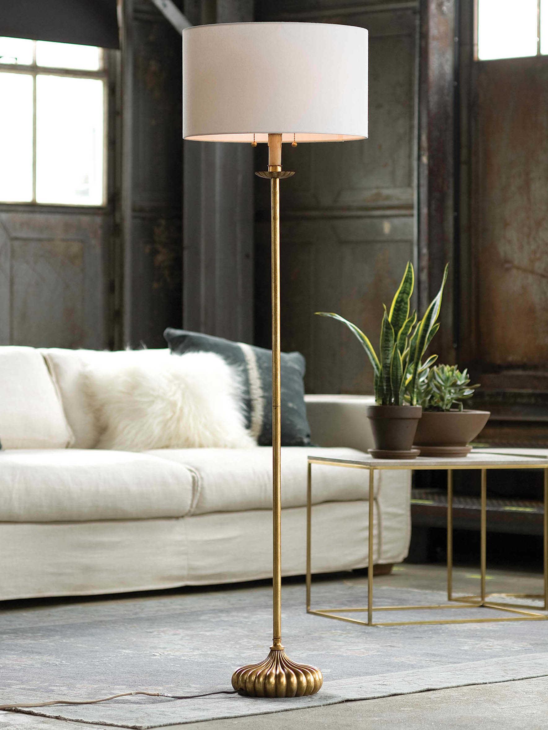 Regina Andrew Clove Stem Antique Gold Leaf Floor Lamp