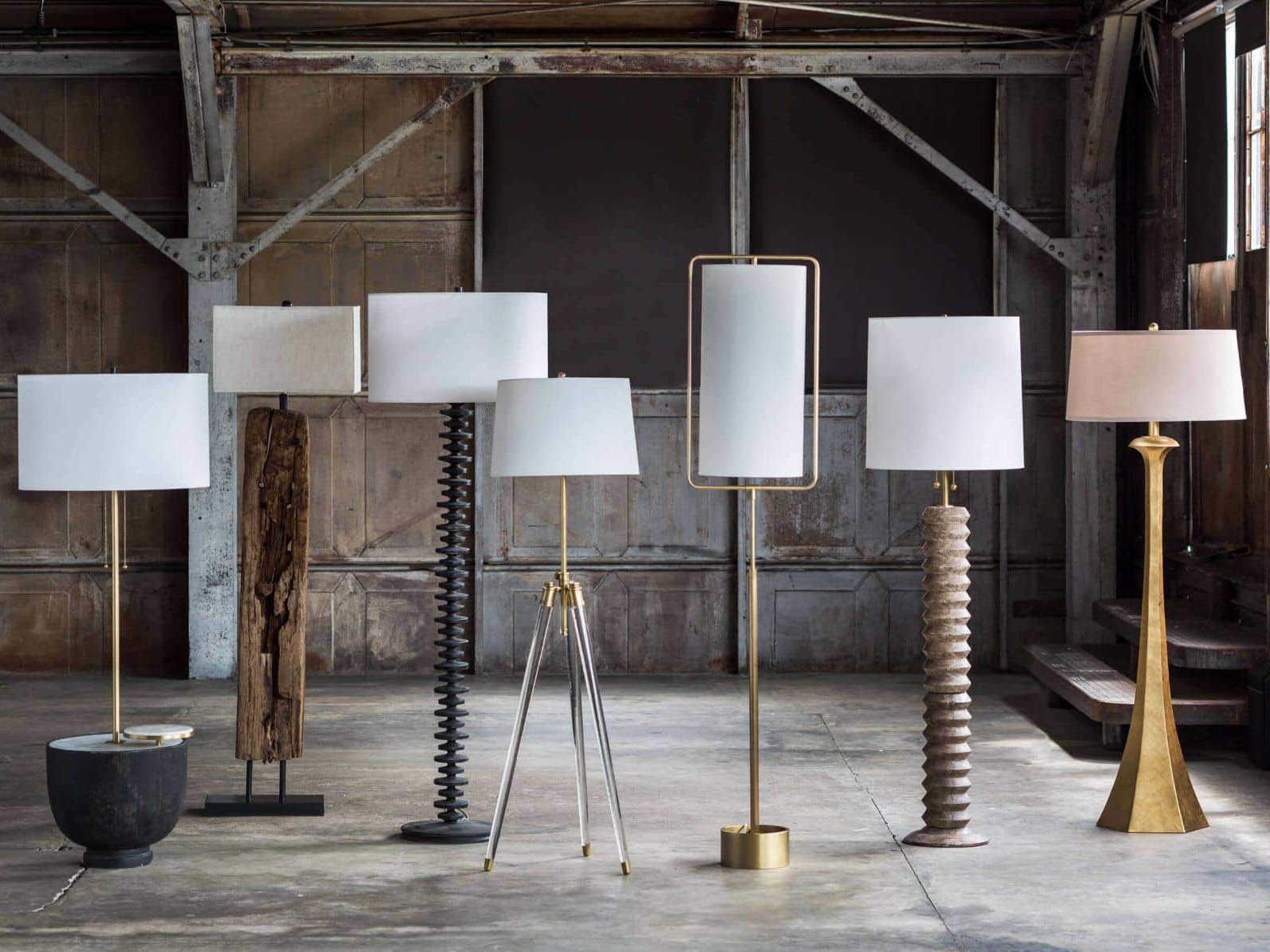 Regina Andrew Geo Rectangle Natural Brass Linen Floor Lamp