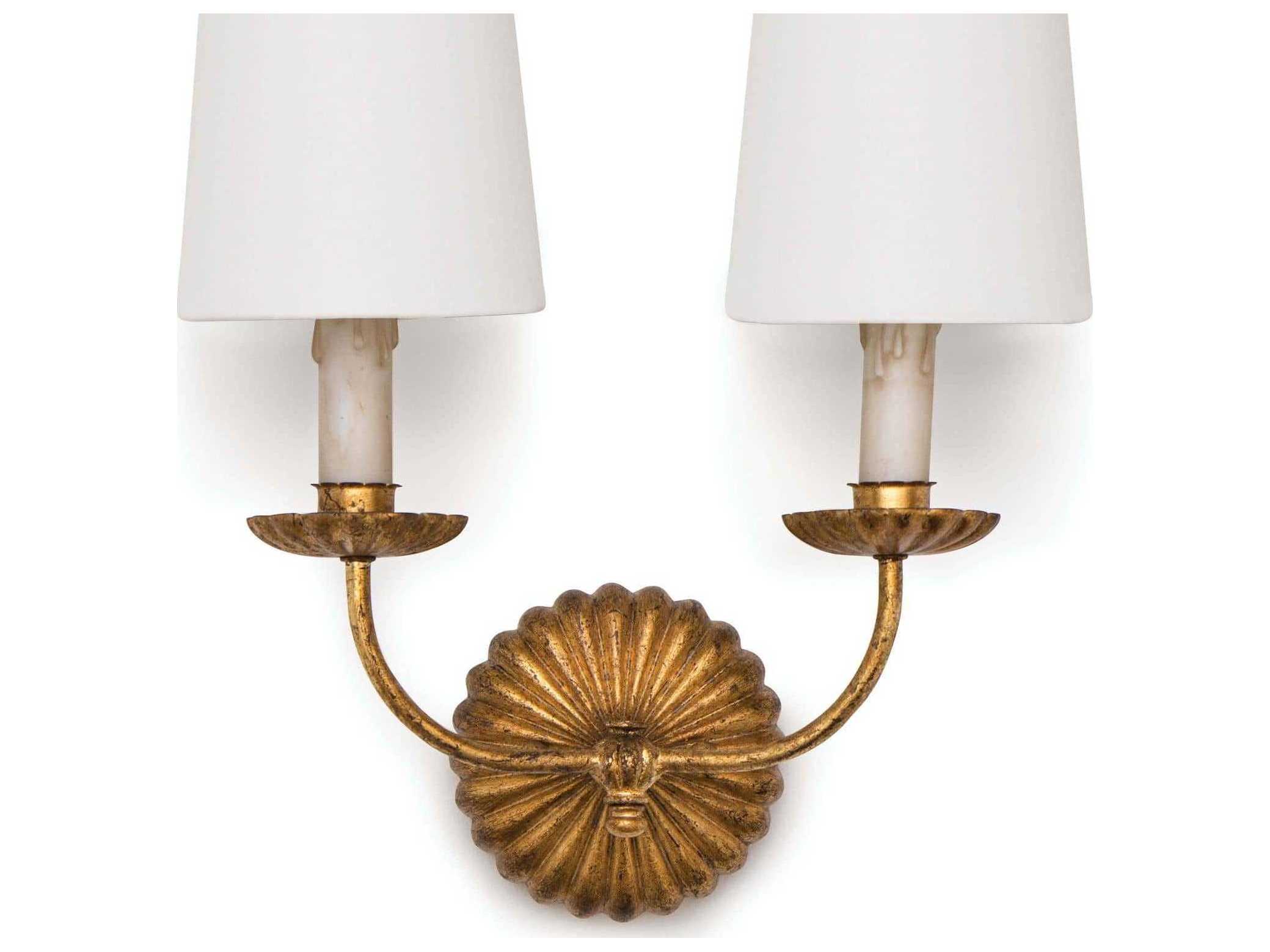 Regina Andrew Clove 2-Light Antique Gold Leaf Wall Sconce