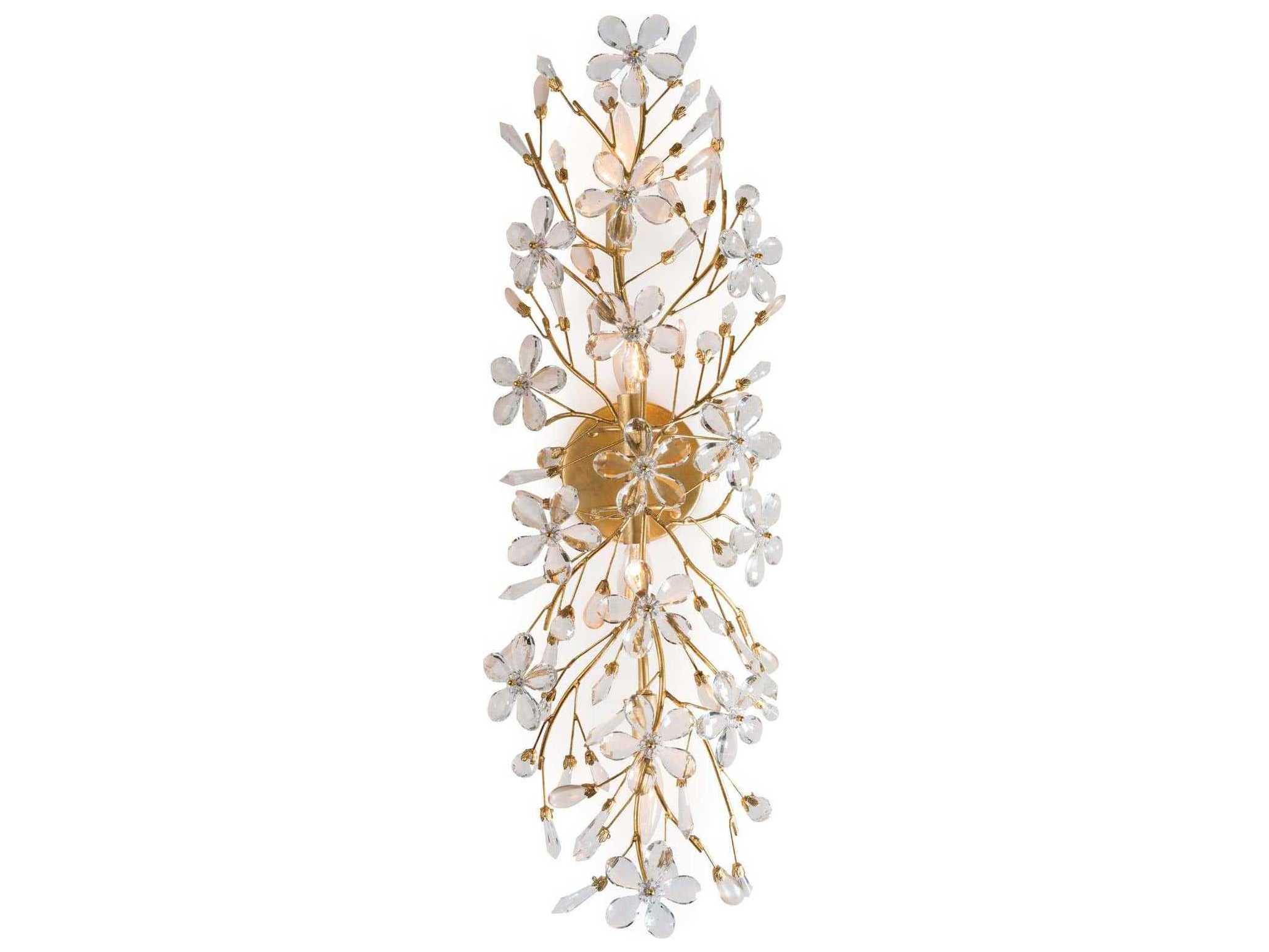 Regina Andrew Cheshire 4-Light Gold Leaf Crystal Wall Sconce