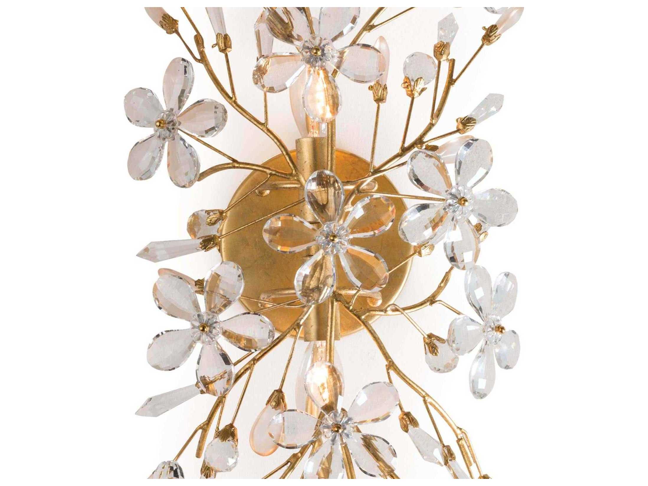 Regina Andrew Cheshire 4-Light Gold Leaf Crystal Wall Sconce