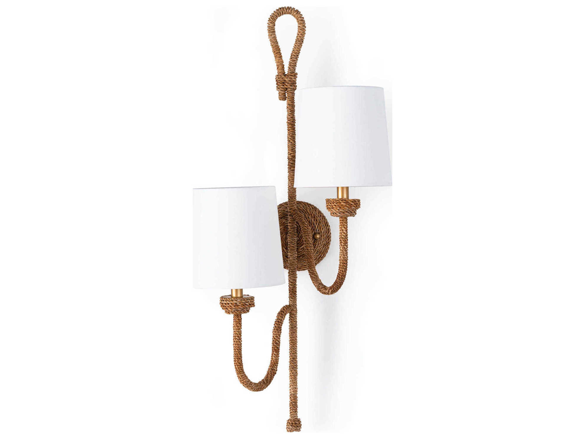 Regina Andrew 2-Light Natural Polished Brass Brown Wall Sconce