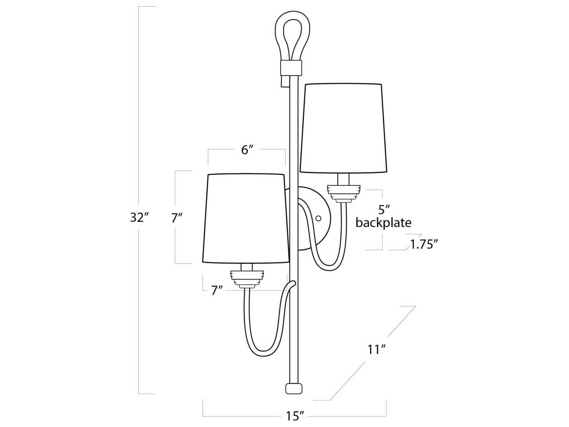 Regina Andrew 2-Light Natural Polished Brass Brown Wall Sconce