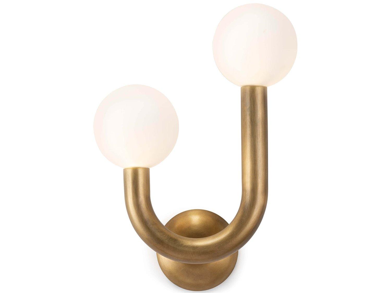 Regina Andrew Happy 2-Light Natural Brass Glass LED Wall Sconce