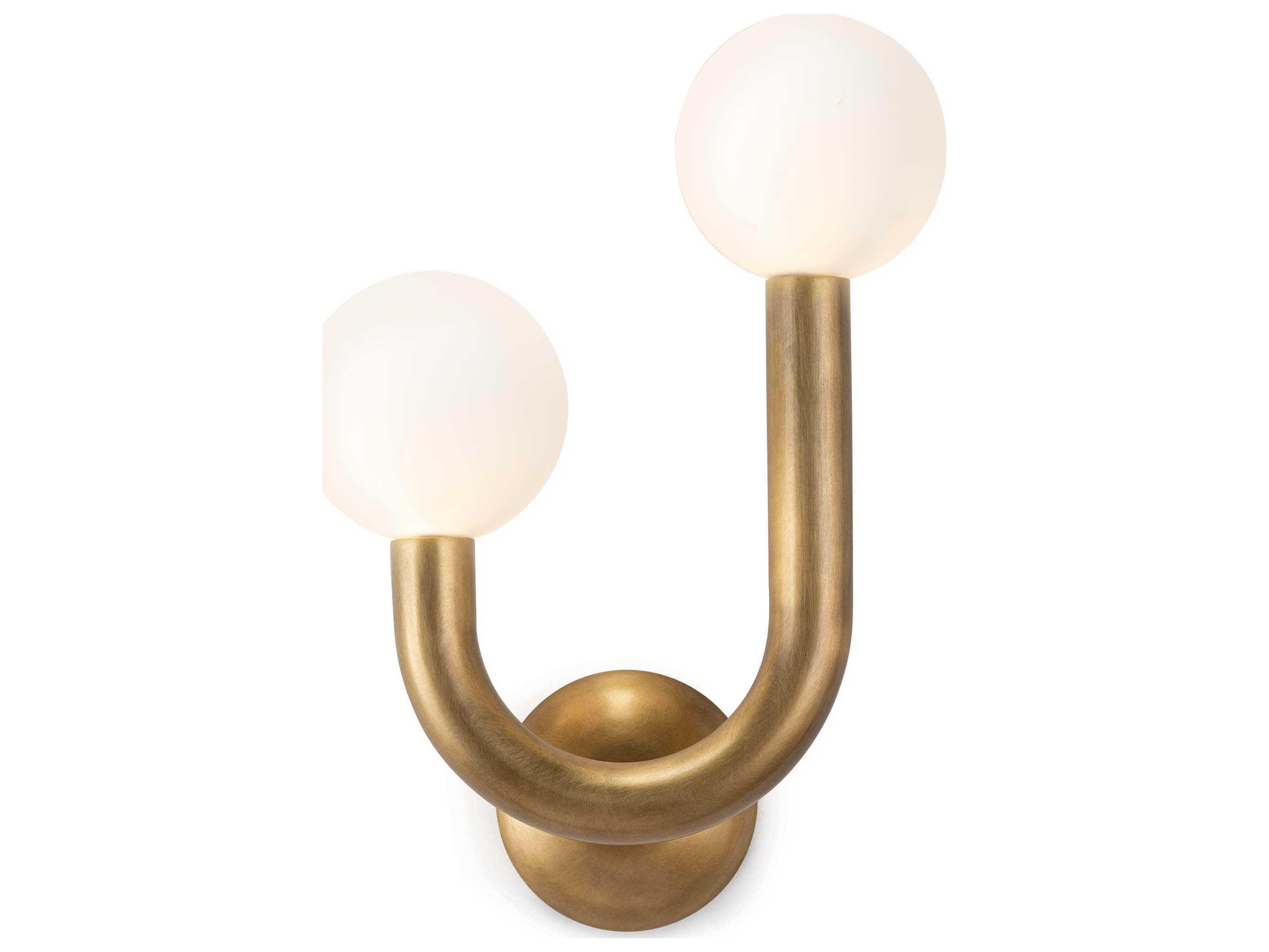 Regina Andrew Happy 2-Light Natural Brass Glass LED Wall Sconce