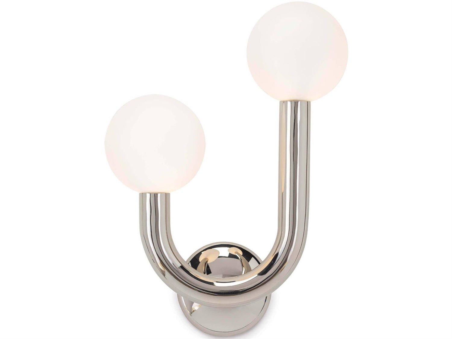 Regina Andrew Happy 2-Light Polished Nickel Steel Glass LED Wall Sconce